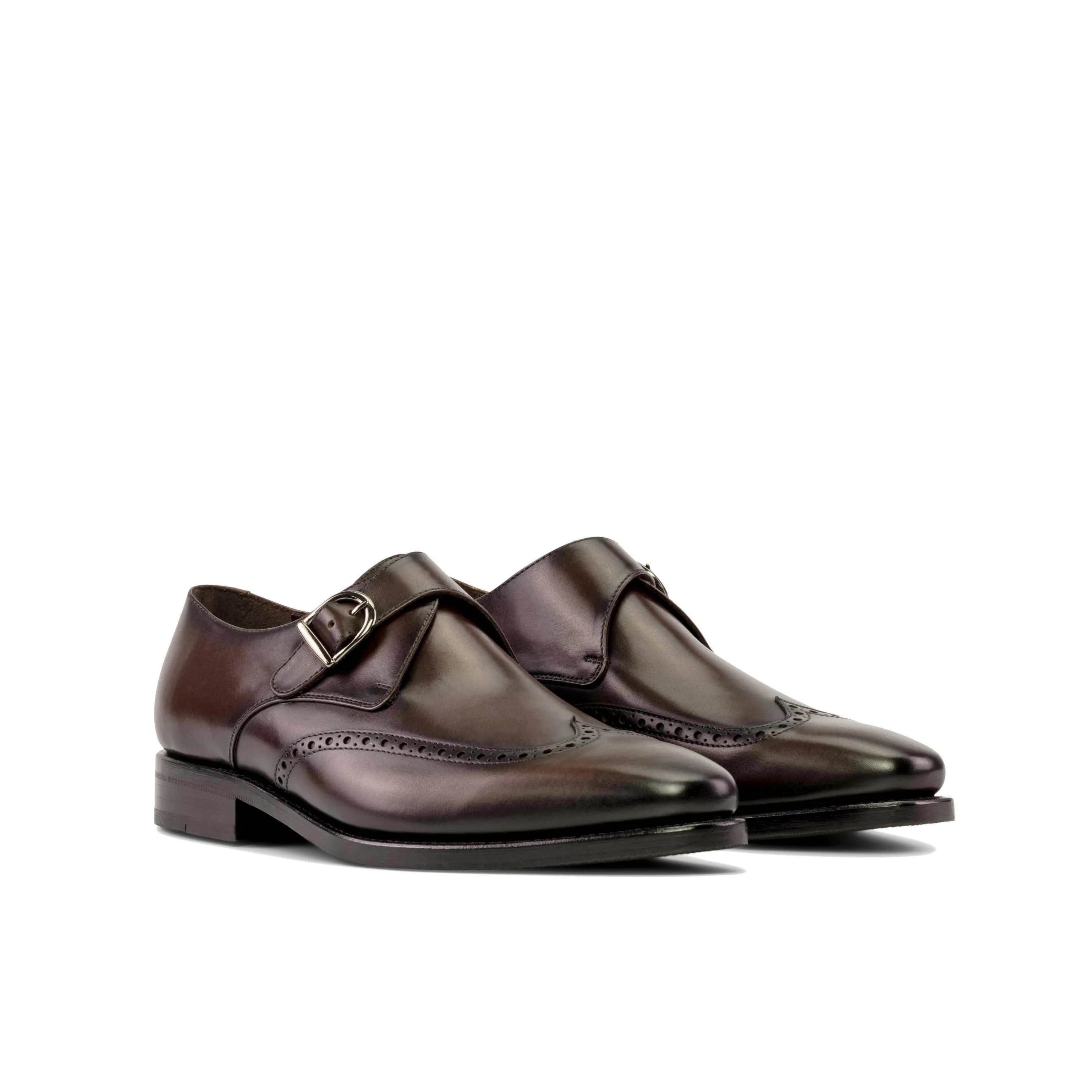 Wain Single Monk pair of brown leather monk strap dress shoes