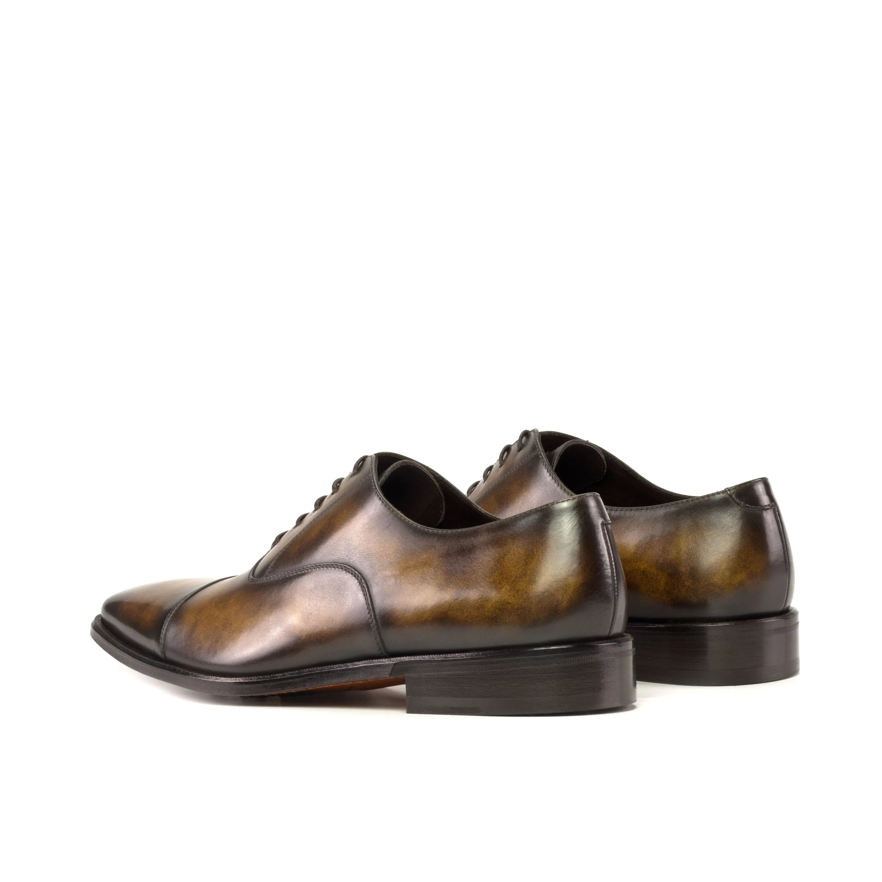 Brown Walker Patina Oxford shoes, leather dress back view