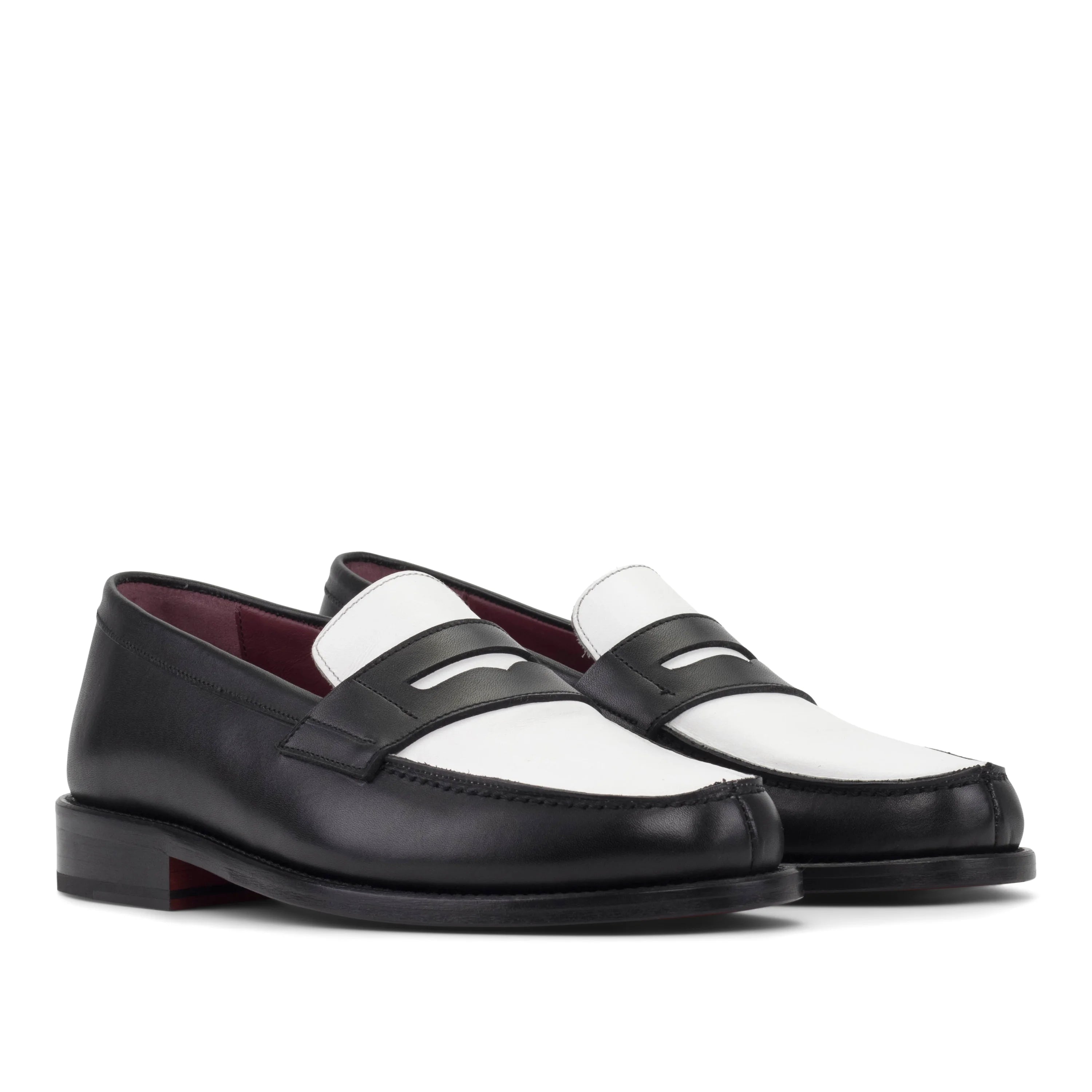 WednesdayOne penny loafers II in luxe Italian calf leather, two-tone black and white
