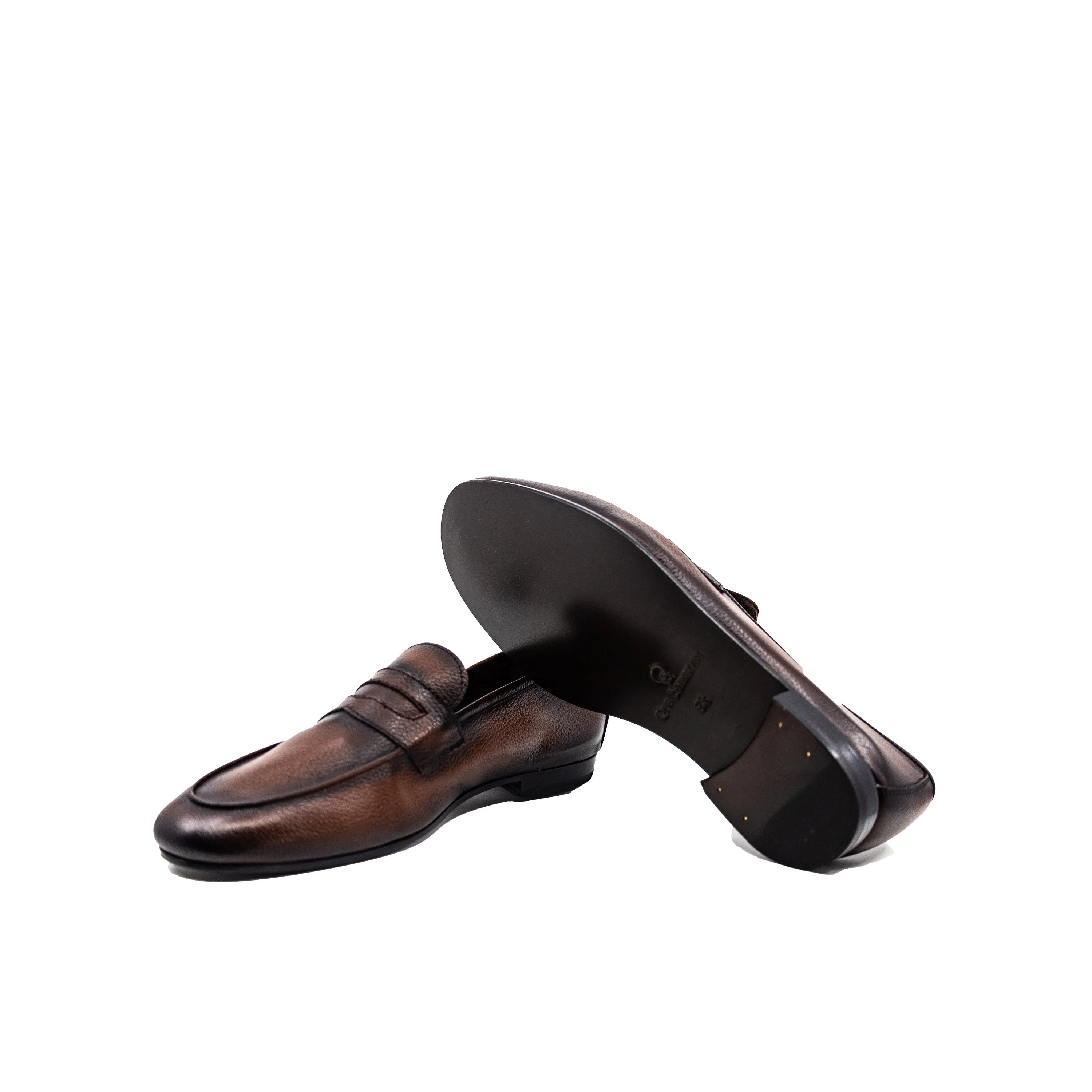 Wolda Flex Slip brown leather penny loafers with black soles
