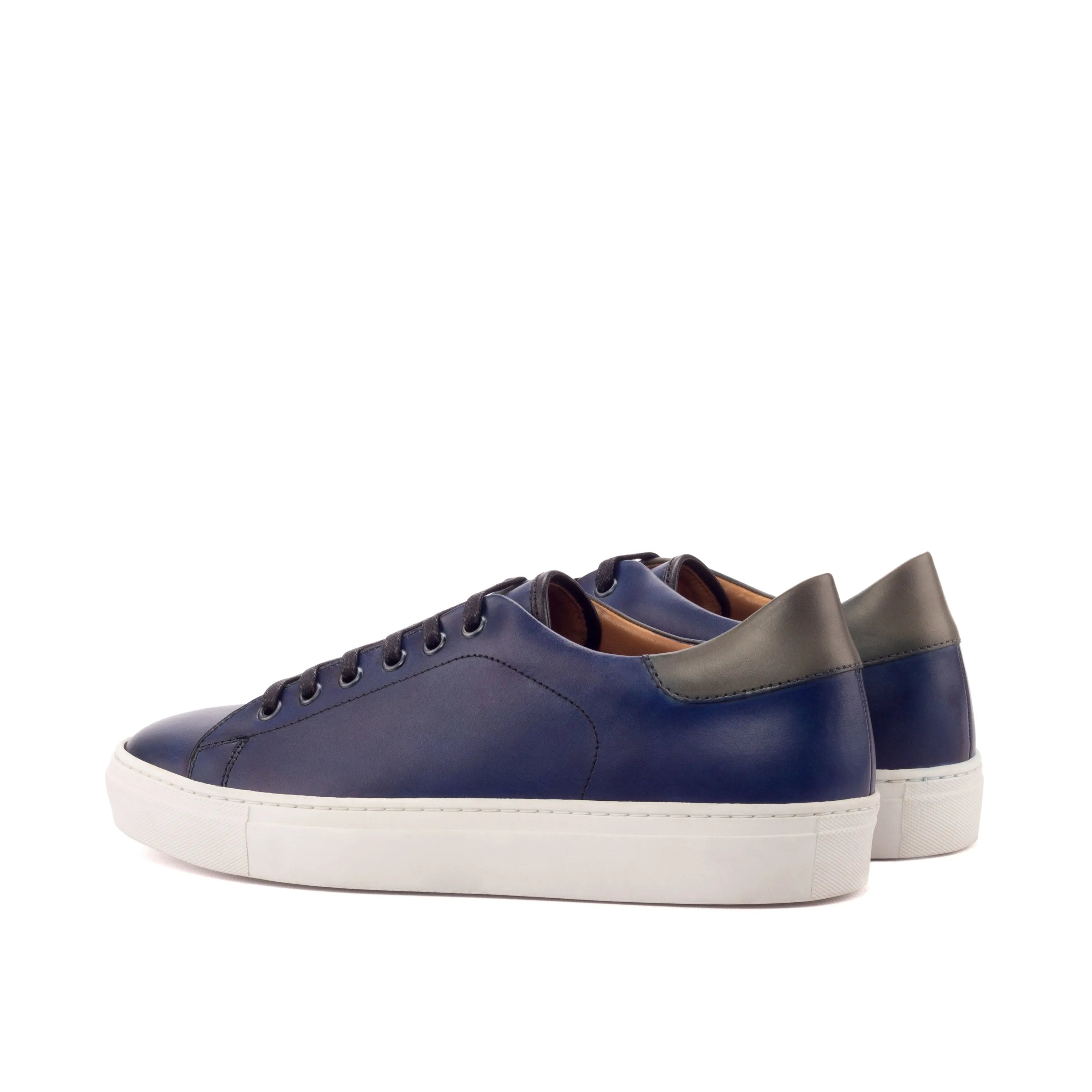 Blue Zeloo Trainer Sneakers with white soles and painted calf leather