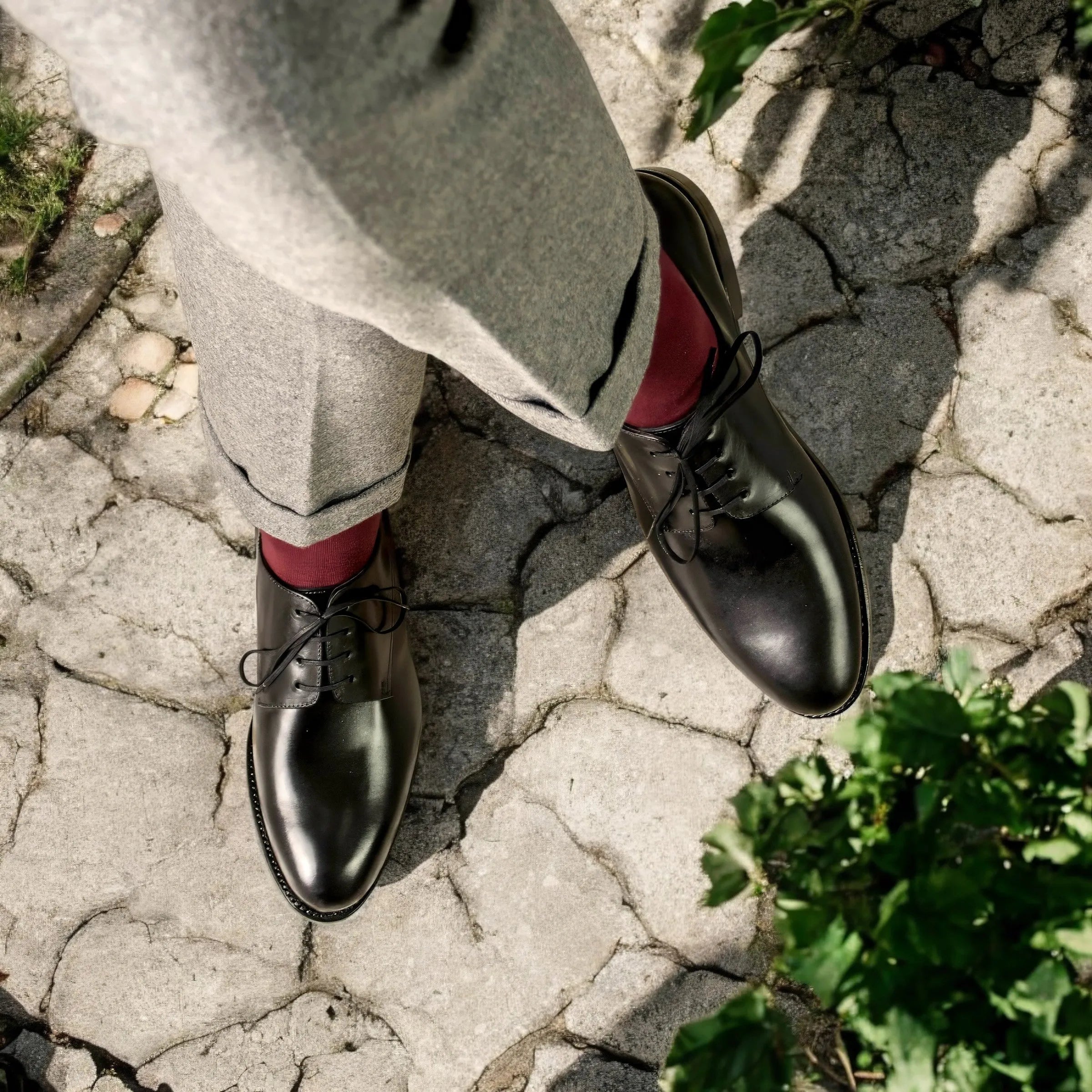 Black leather 5904 derby shoes for men