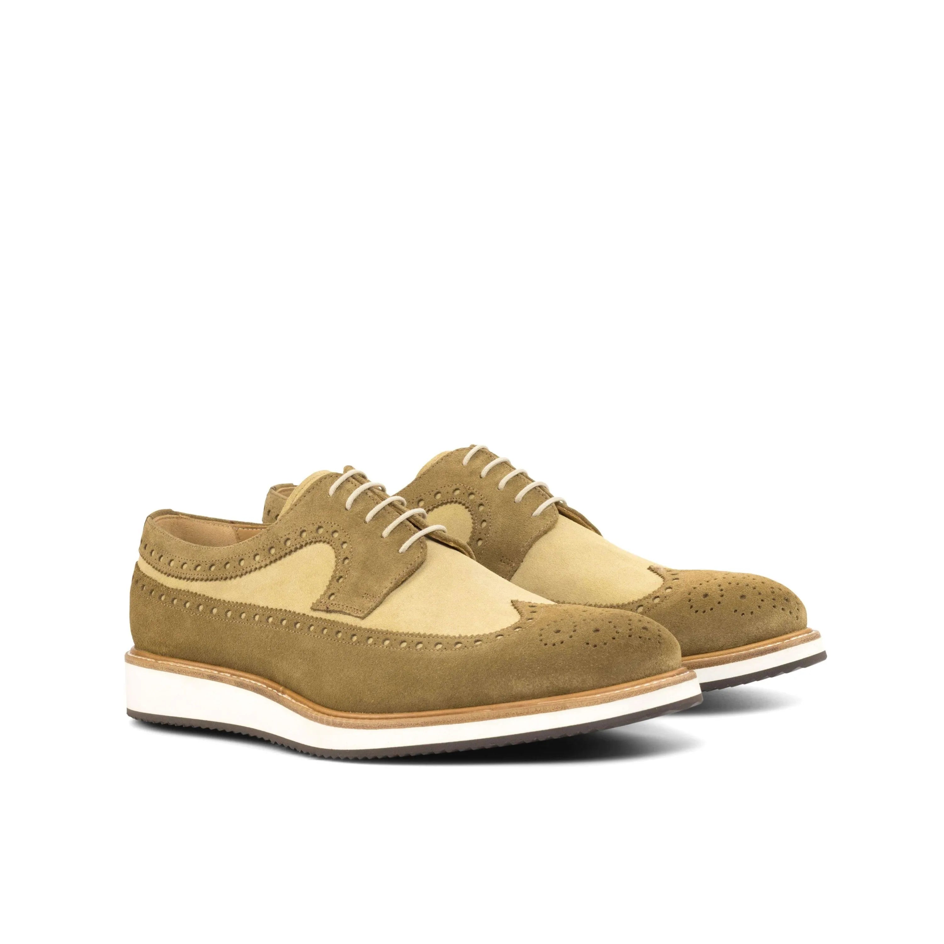 Two-tone leather 5TI Longwing Blucher wingtip shoes