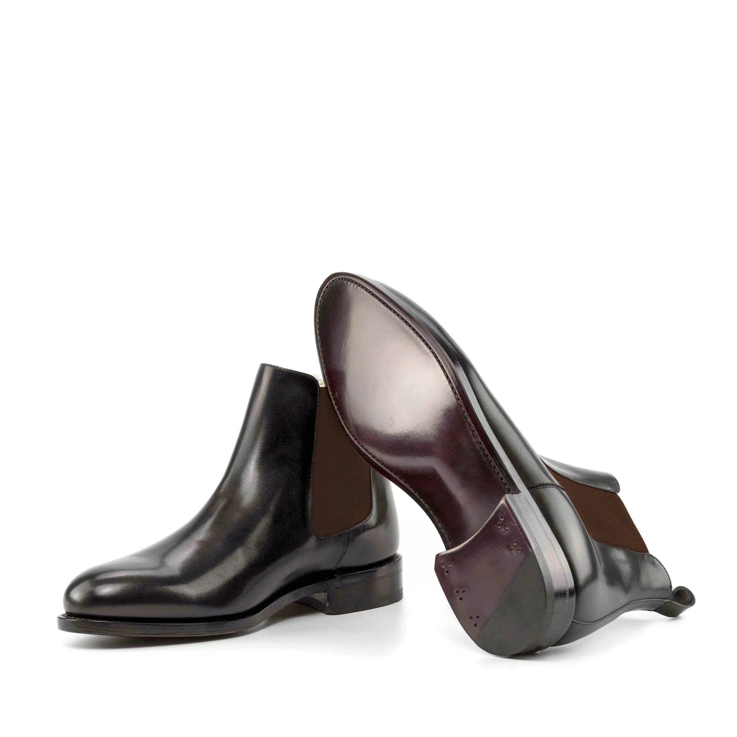 Shiny calf leather 6007 Chelsea boots for men, luxury bespoke back view