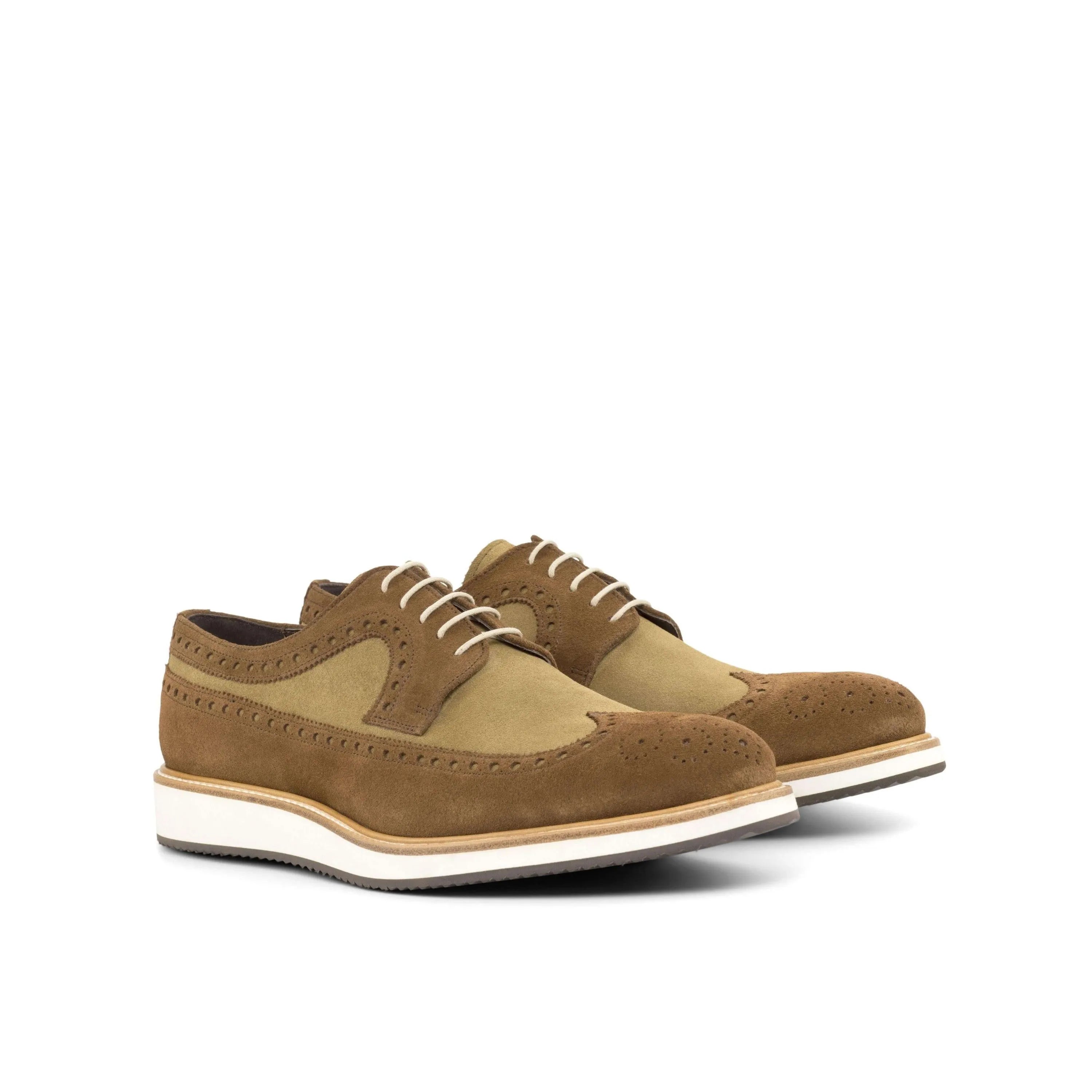 Two-tone brown leather 99G Longwing Blucher II wingtip shoes