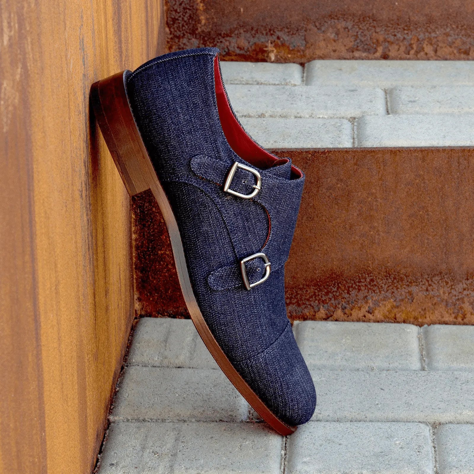 Aesop Double Monk denim double monk strap shoe