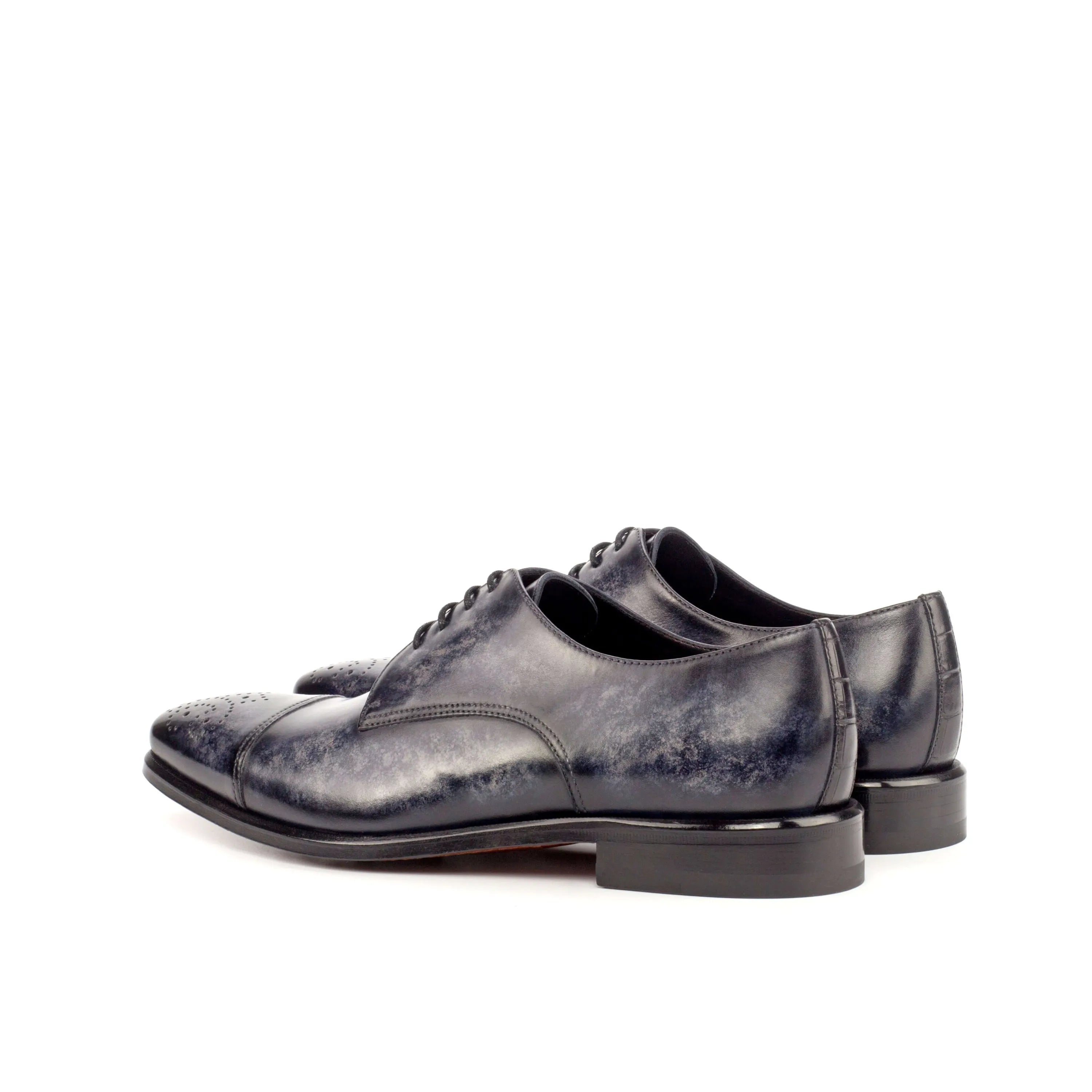 Pair of blue leather AL94 Patina Derby shoes