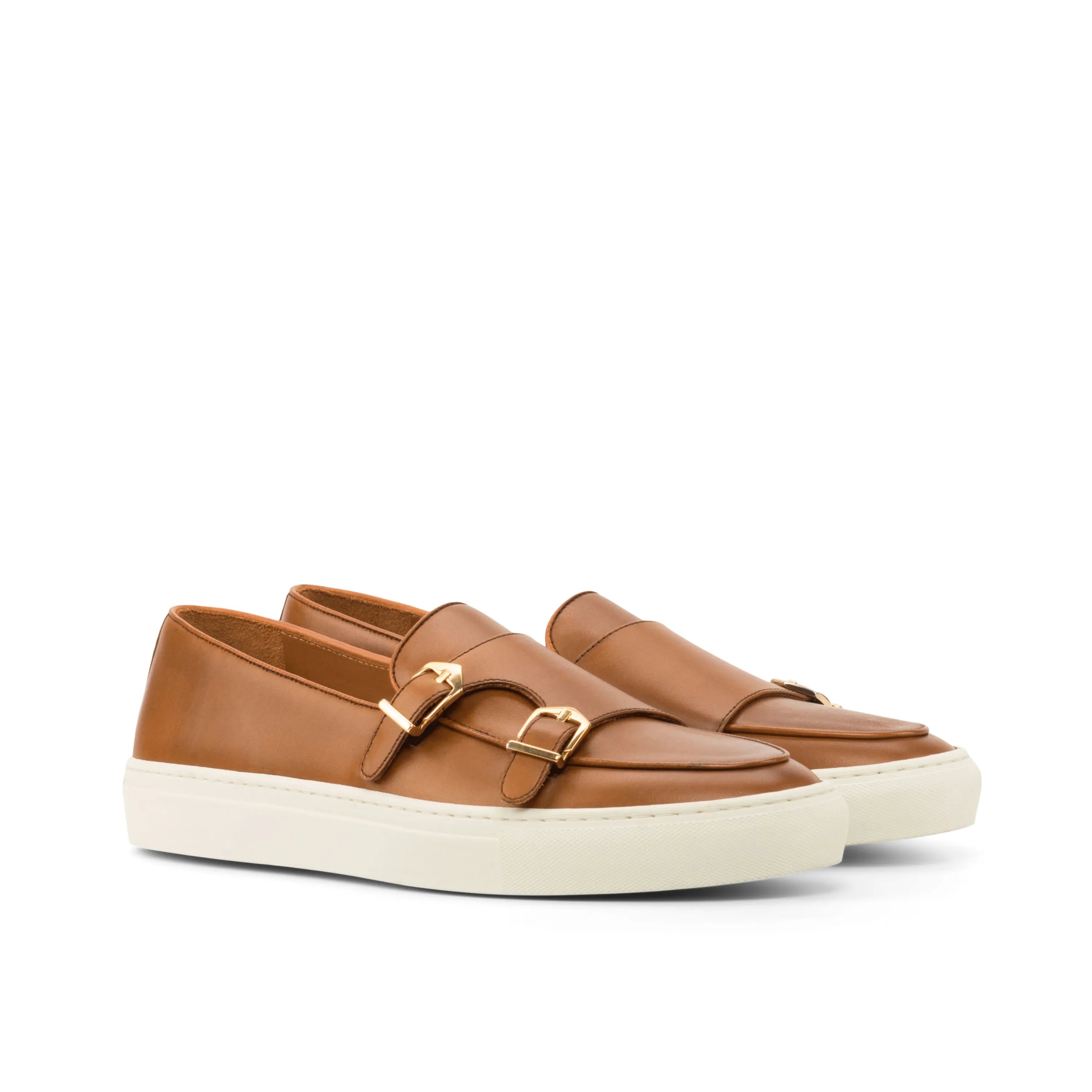 Alriva monk sneaker II tan leather double monk strap sneakers