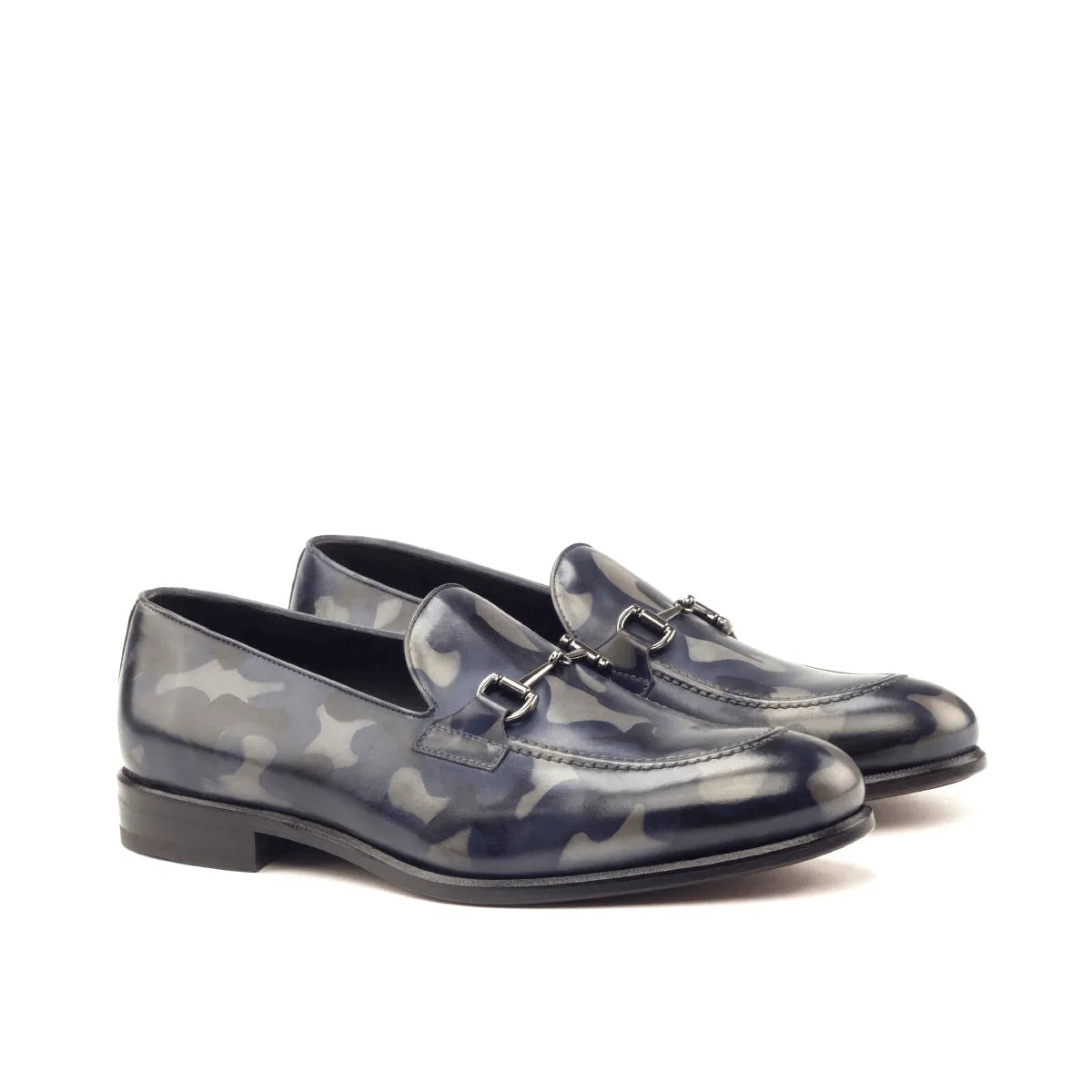 Andrew camo patina loafers in camouflage patterned leather