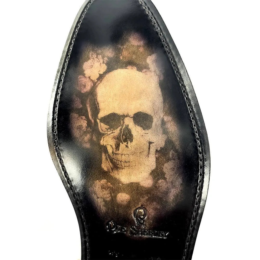 Arabic Matrix Loafers shoe sole with skull and floral design