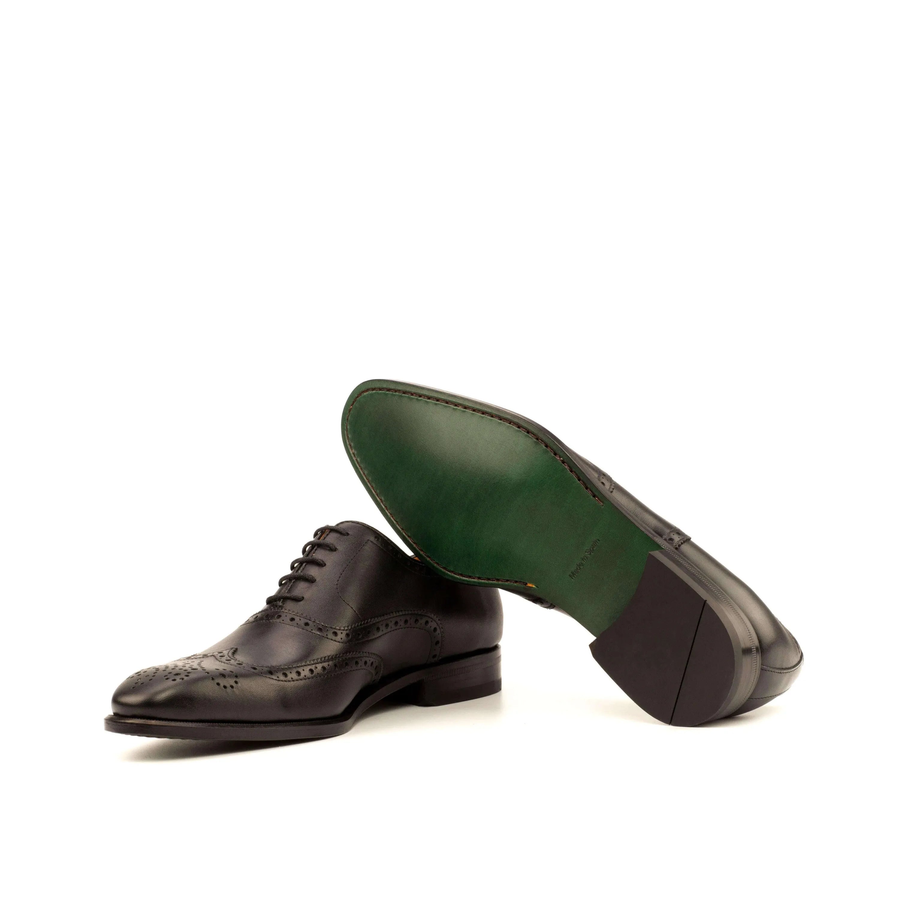 Pair of brown leather Awan Full Brogue shoes II, luxury bespoke brogue shoes for men