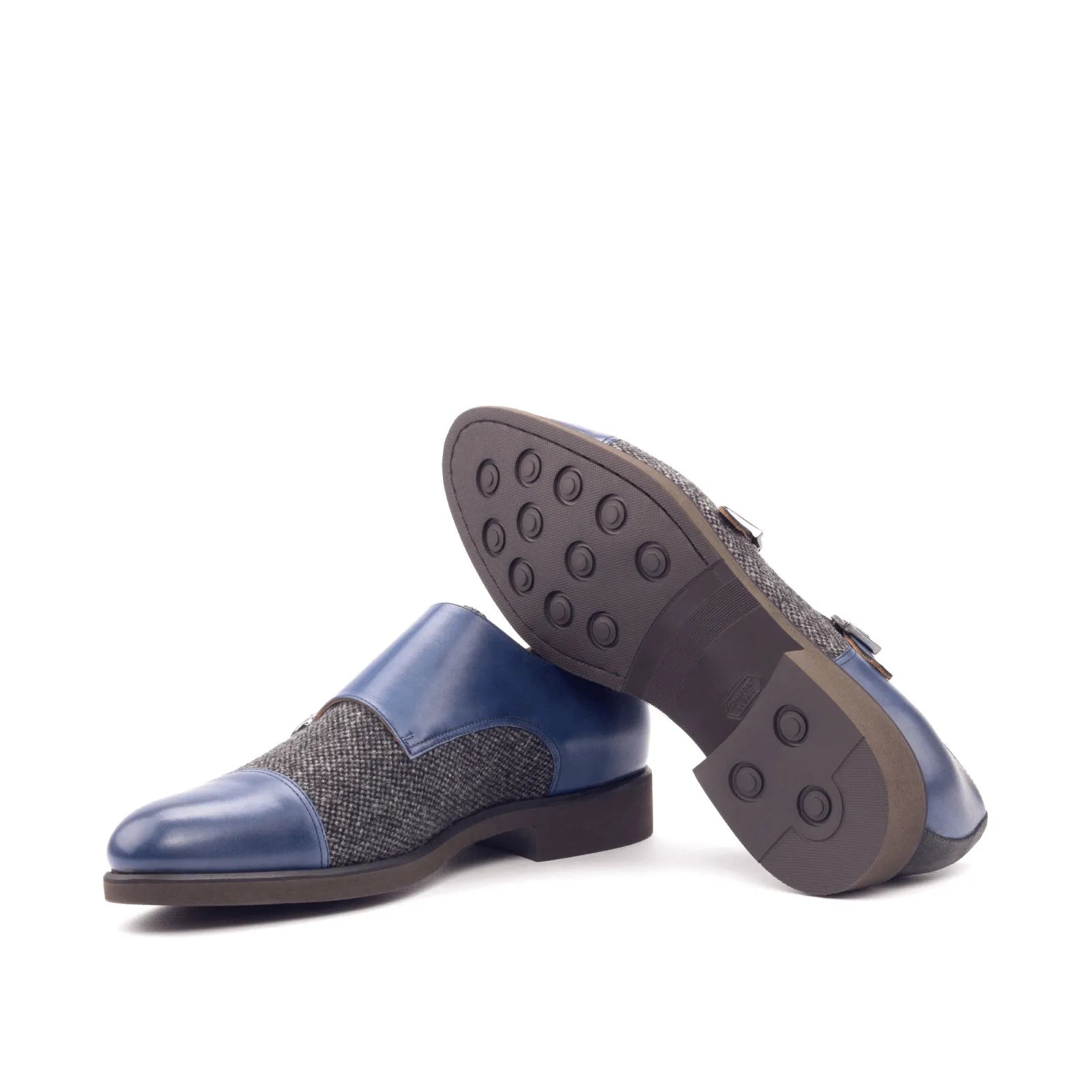 Balti Double Monk blue and gray patina double monk strap shoes