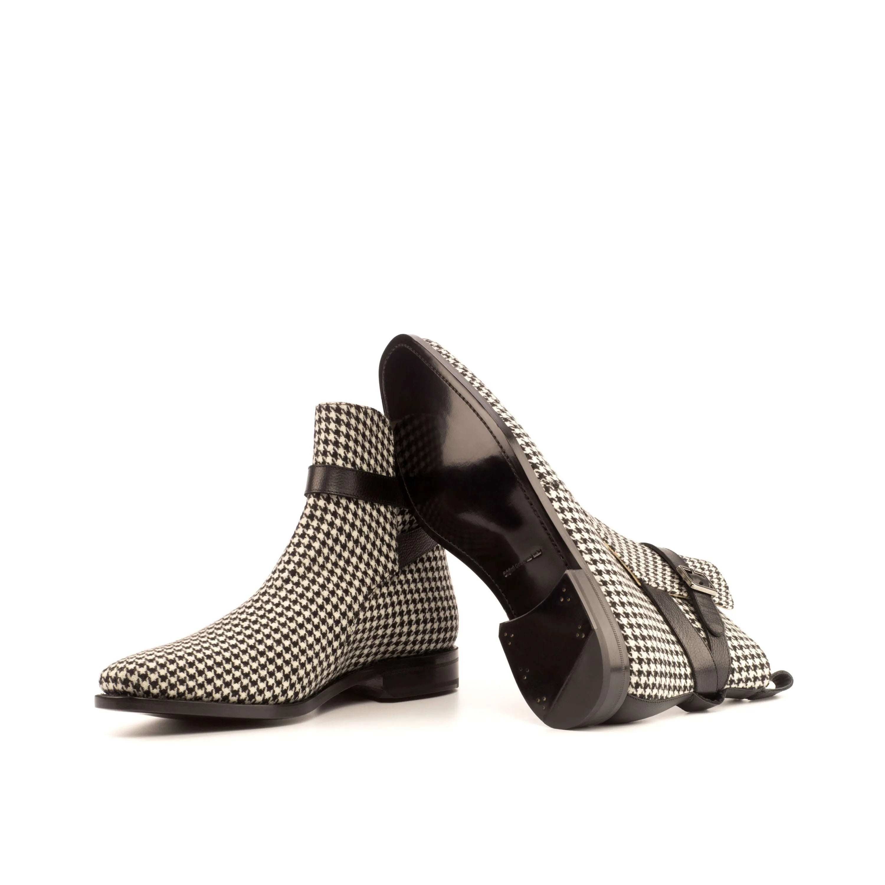 Banderas Jodhpur Boots in houndstooth pattern with black painted leather sole