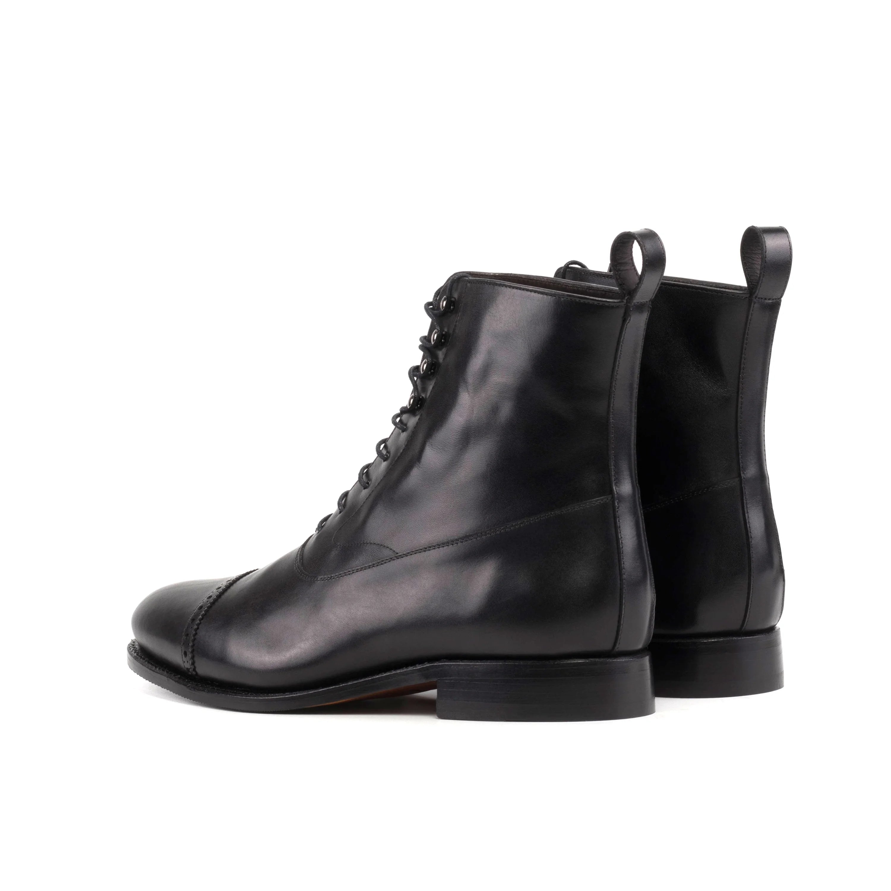 Bartos Balmoral Boots II black leather lace-up ankle boots with closed channel lacing