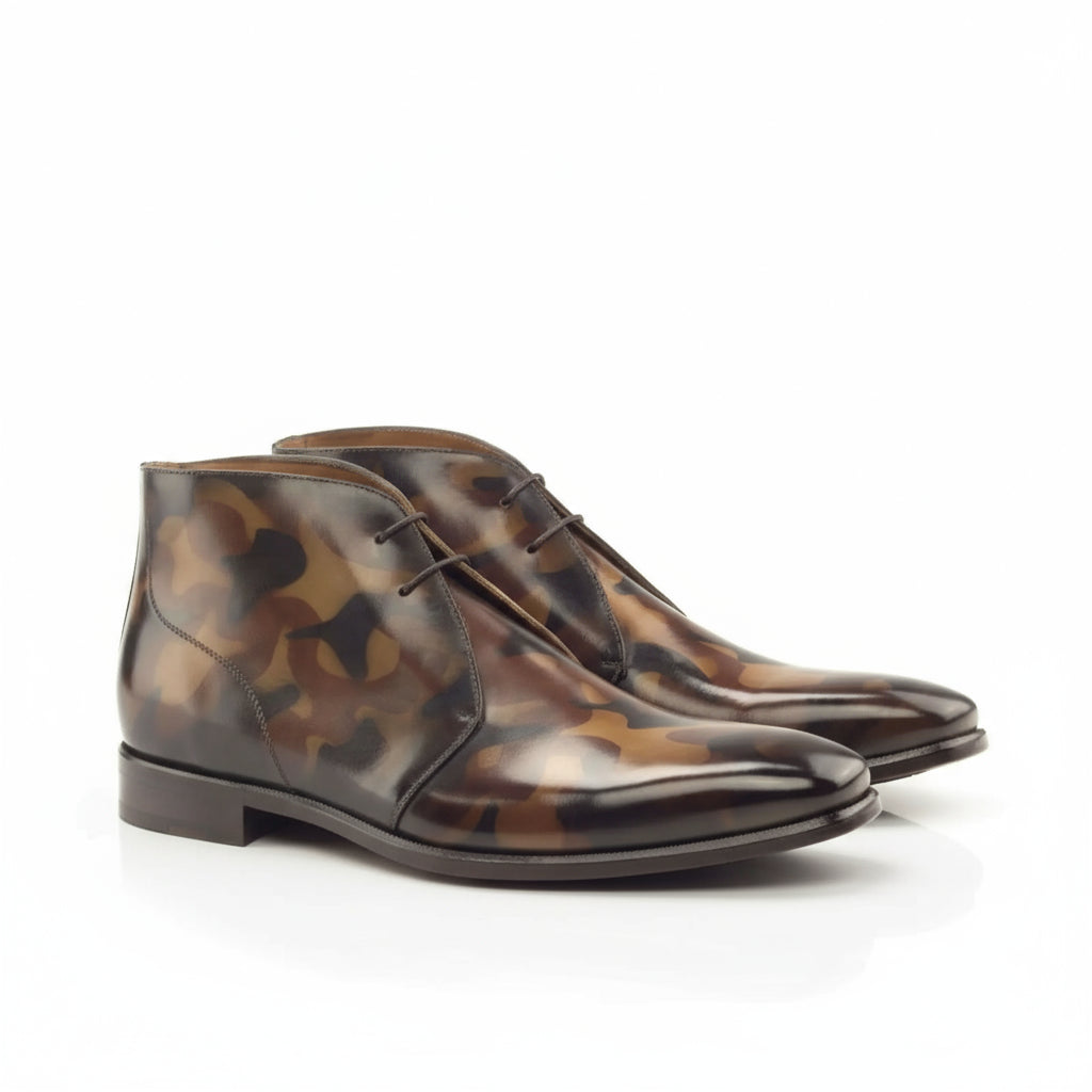 Battle Patina Chukkas in camouflage leather