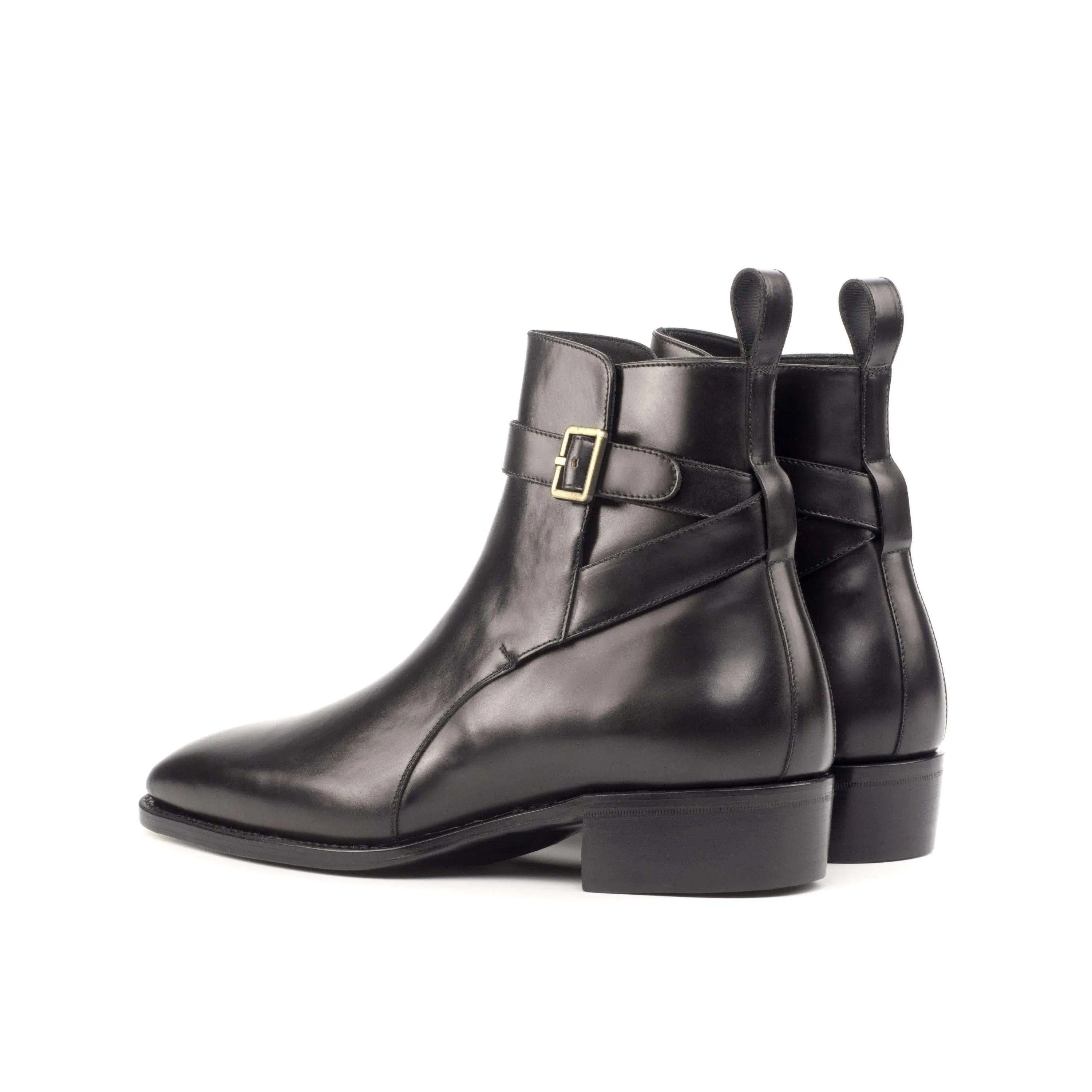 Beckam Jodhpur boots: black leather ankle boots with buckle
