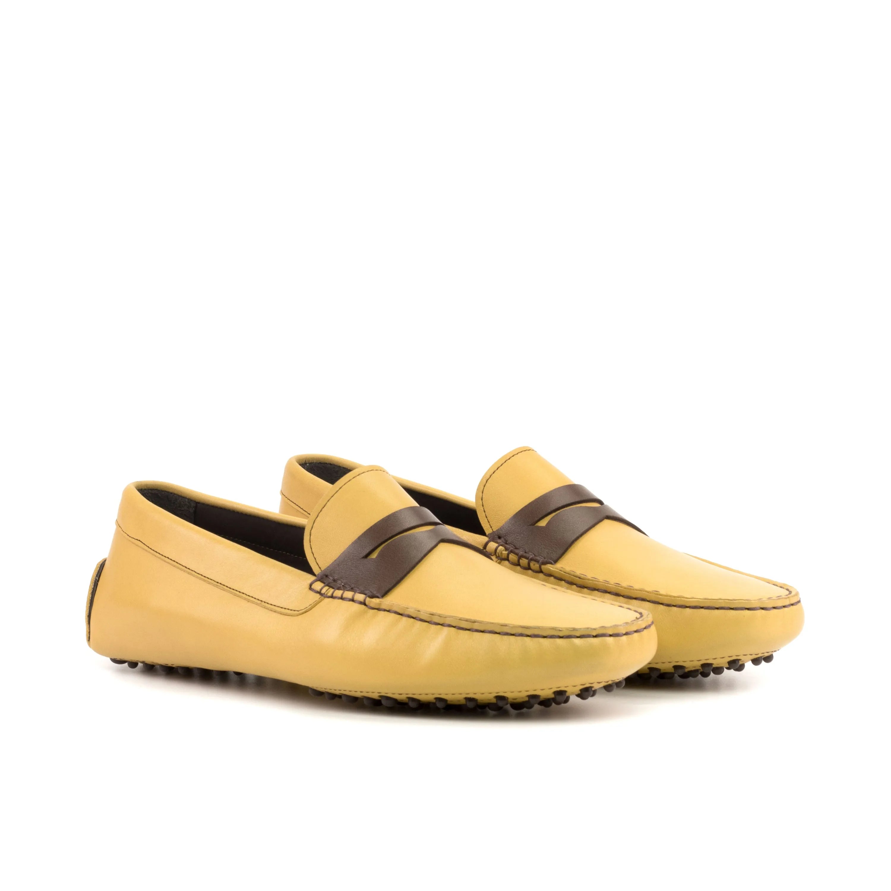 Bellatrix Driver yellow nappa Italian leather loafers