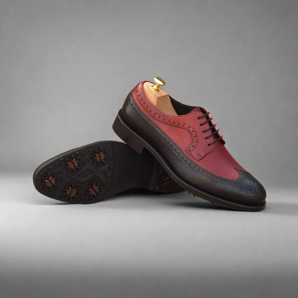 Birdie Long Blucher two-toned saddle golf shoes back view