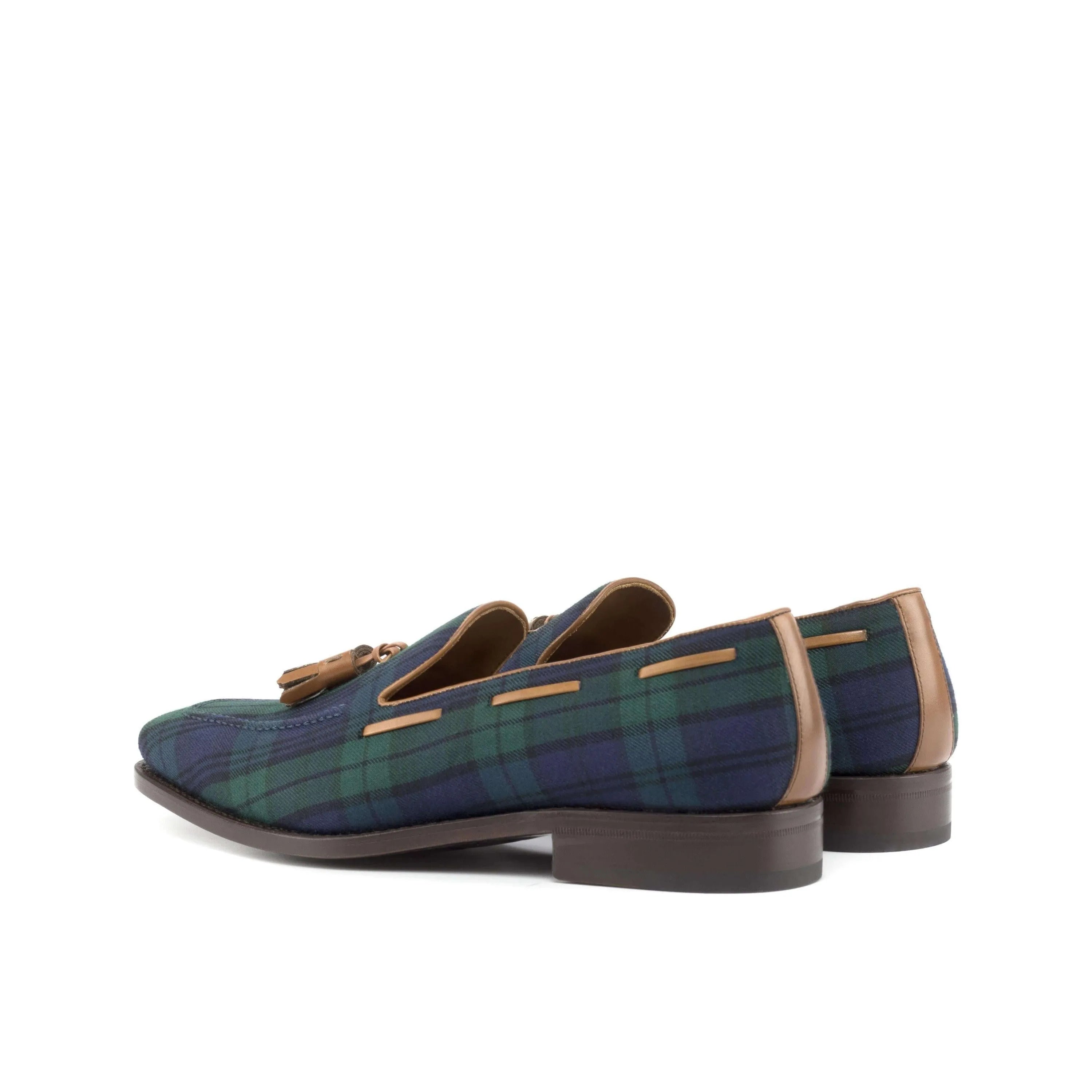 Boardwalk loafers with tartan plaid tassel and hand-painted patina