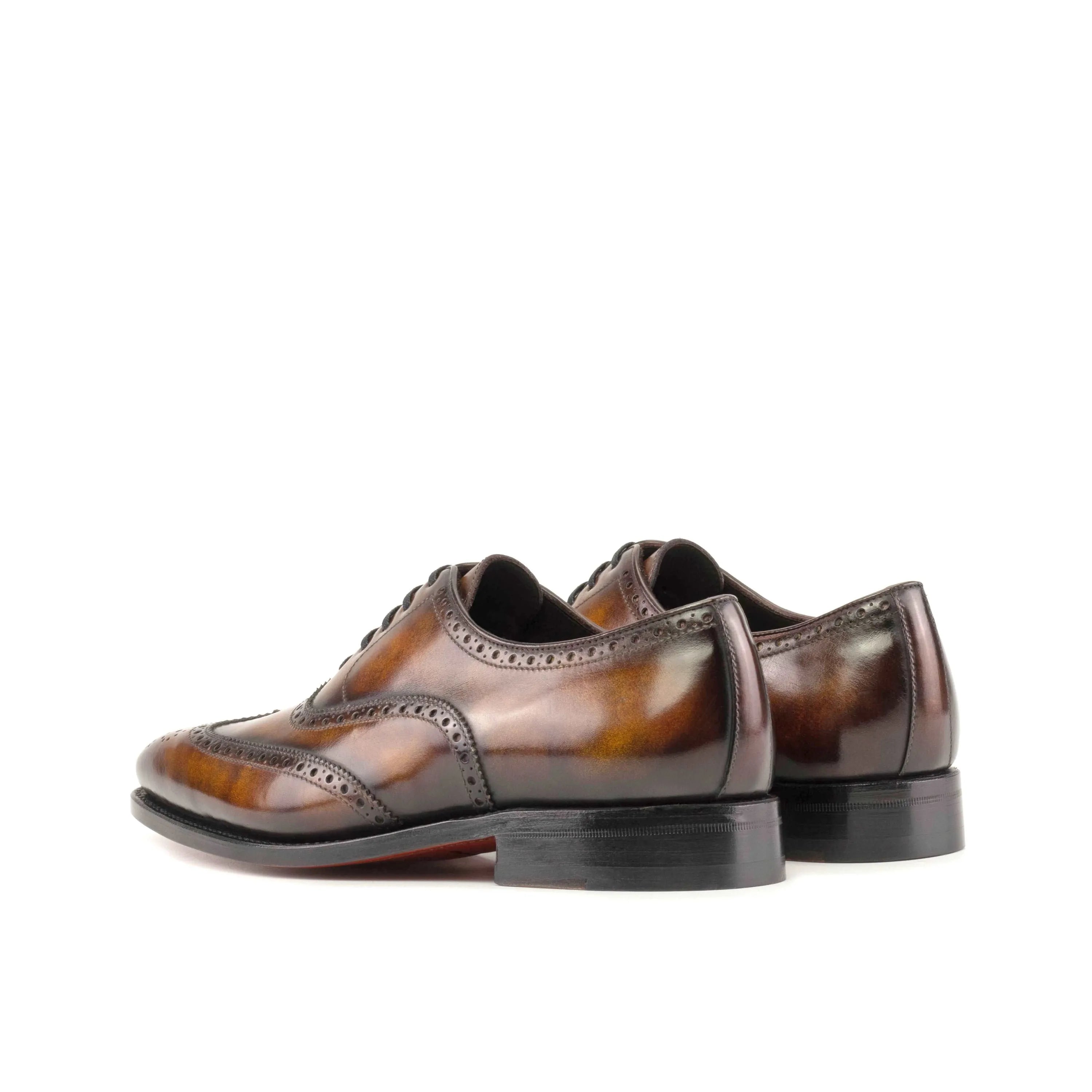 Bondo patina full brogue shoes in brown leather wingtip design