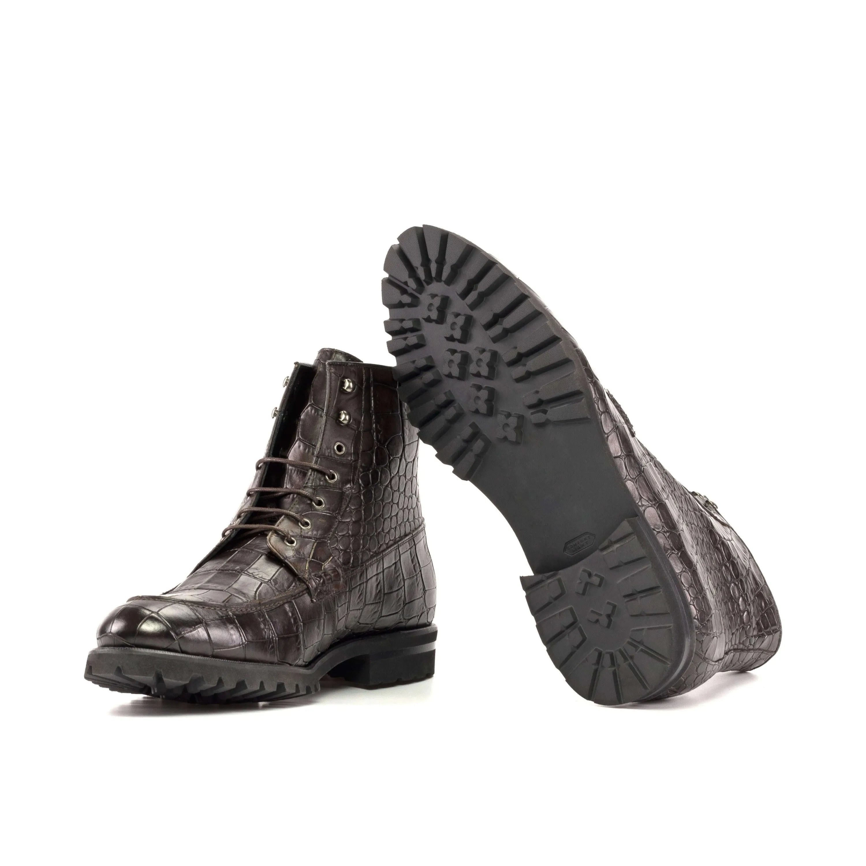 Brown crocodile-patterned leather Bonny Moc Boot II