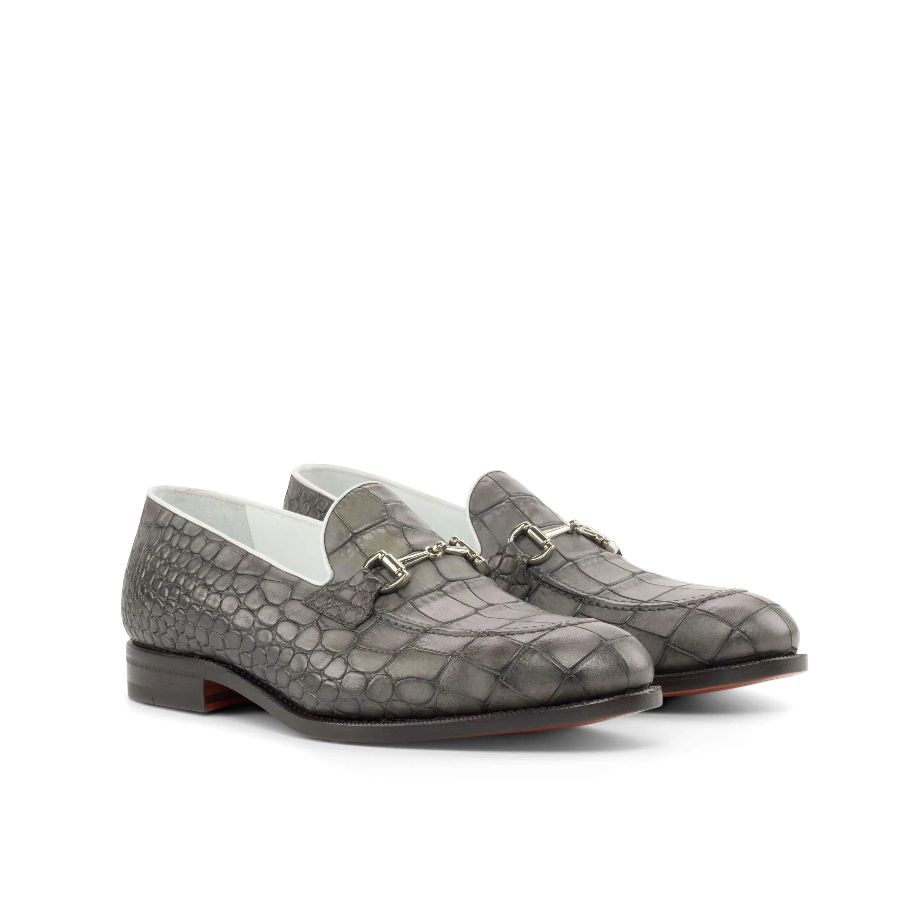 Boris loafers in gray painted croco leather for men