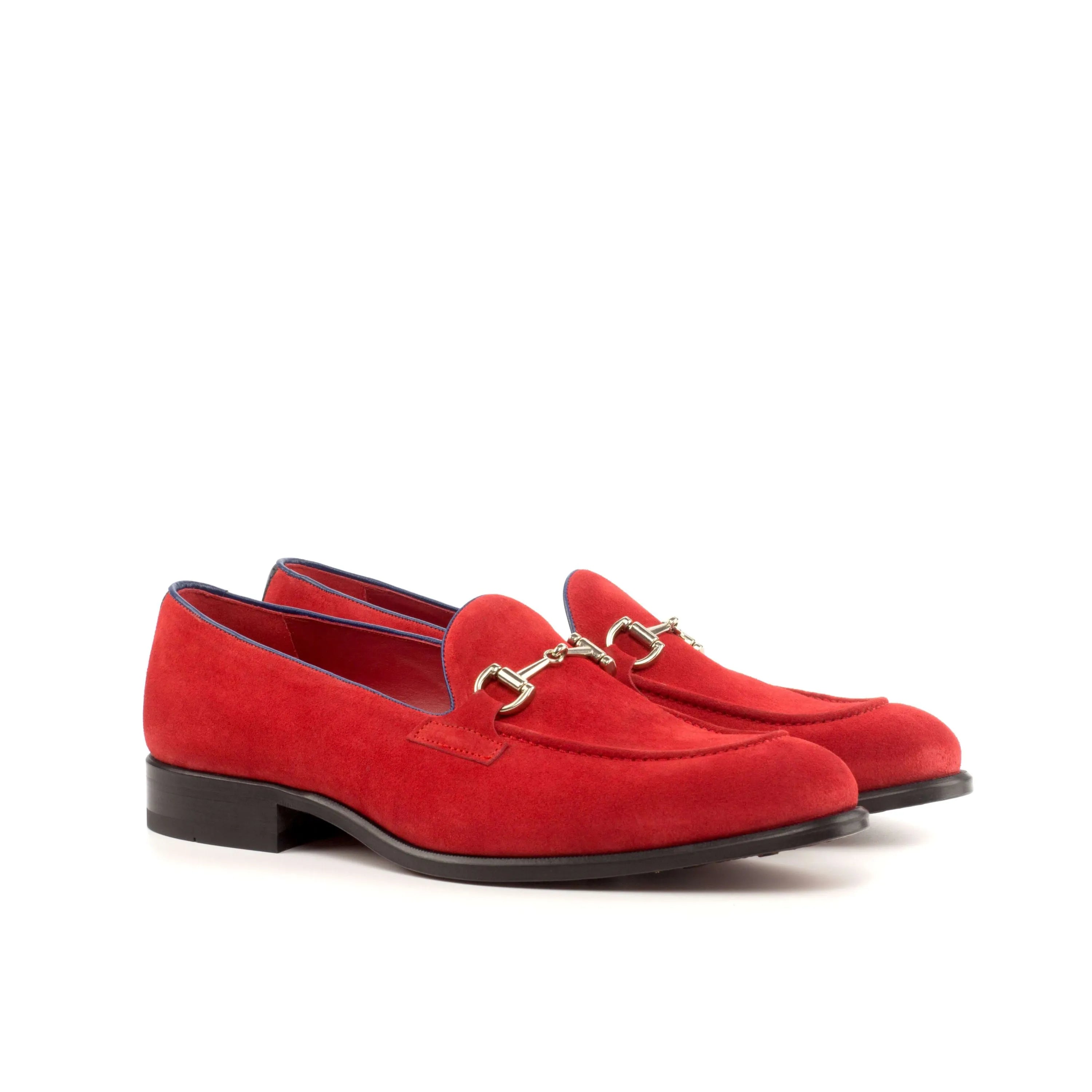 Red suede horsebit Bossy Loafers, luxury bespoke shoes for men