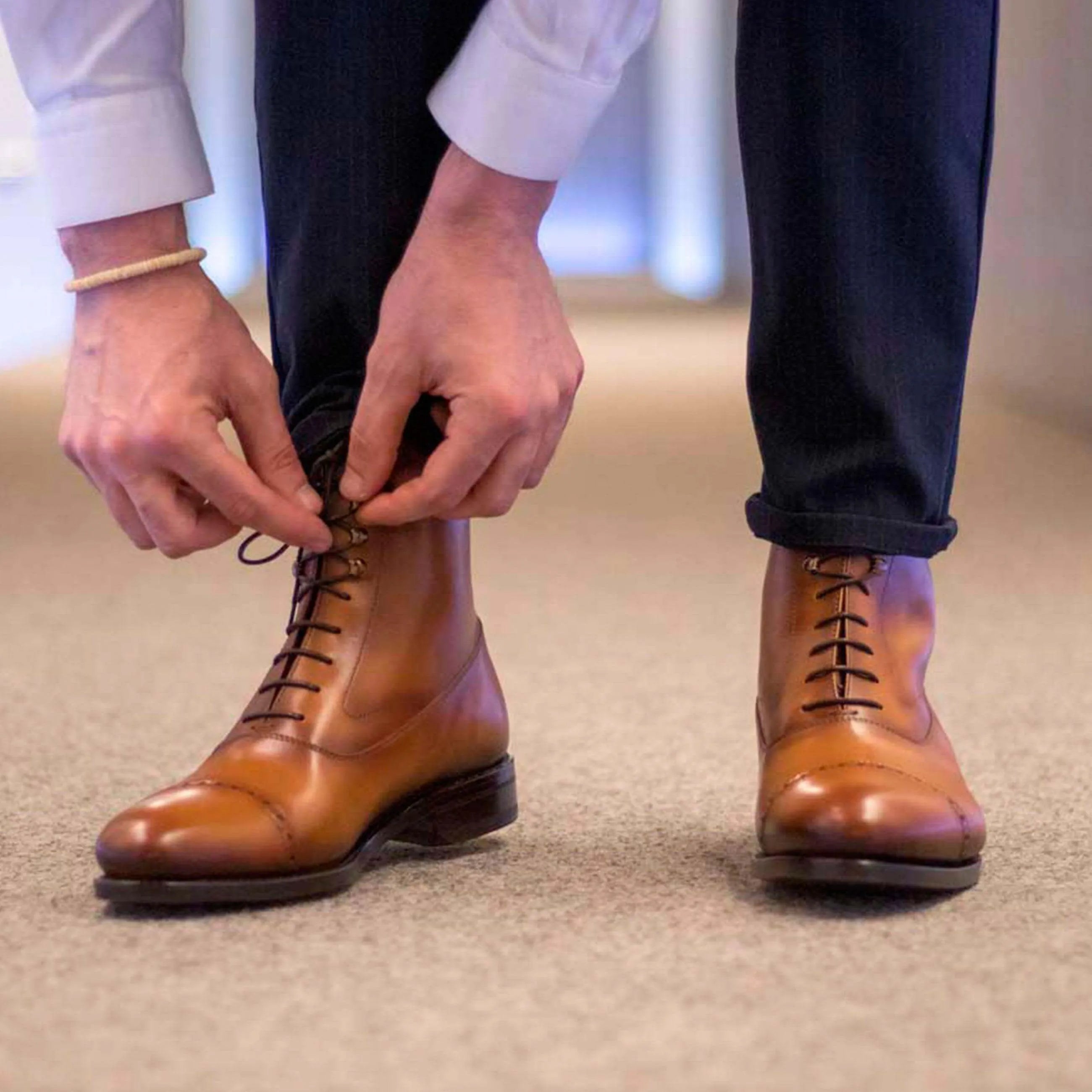 Cainon Balmoral boots in brown leather lace-up design