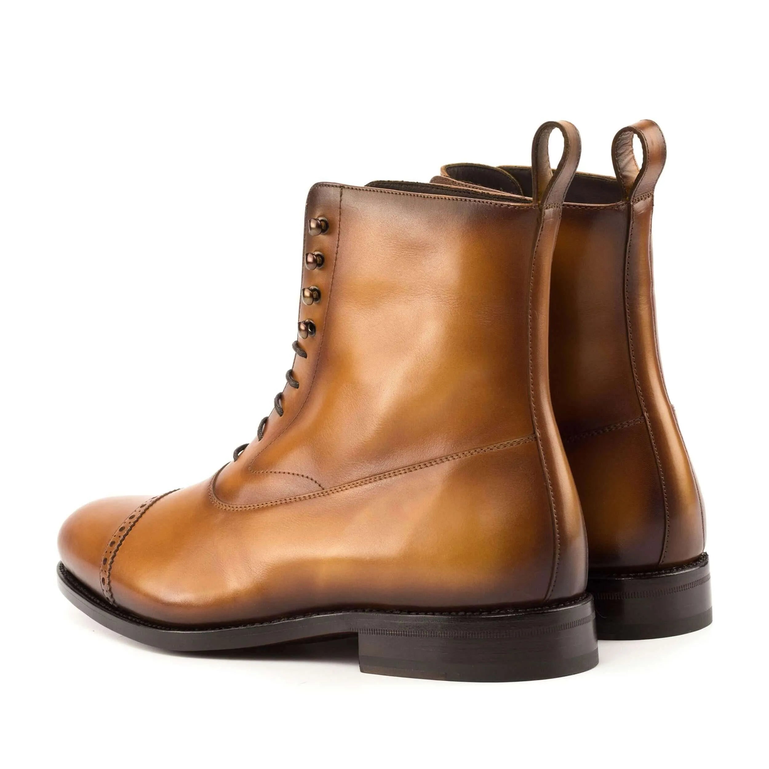 Cainon Balmoral boots in brown leather lace-up design