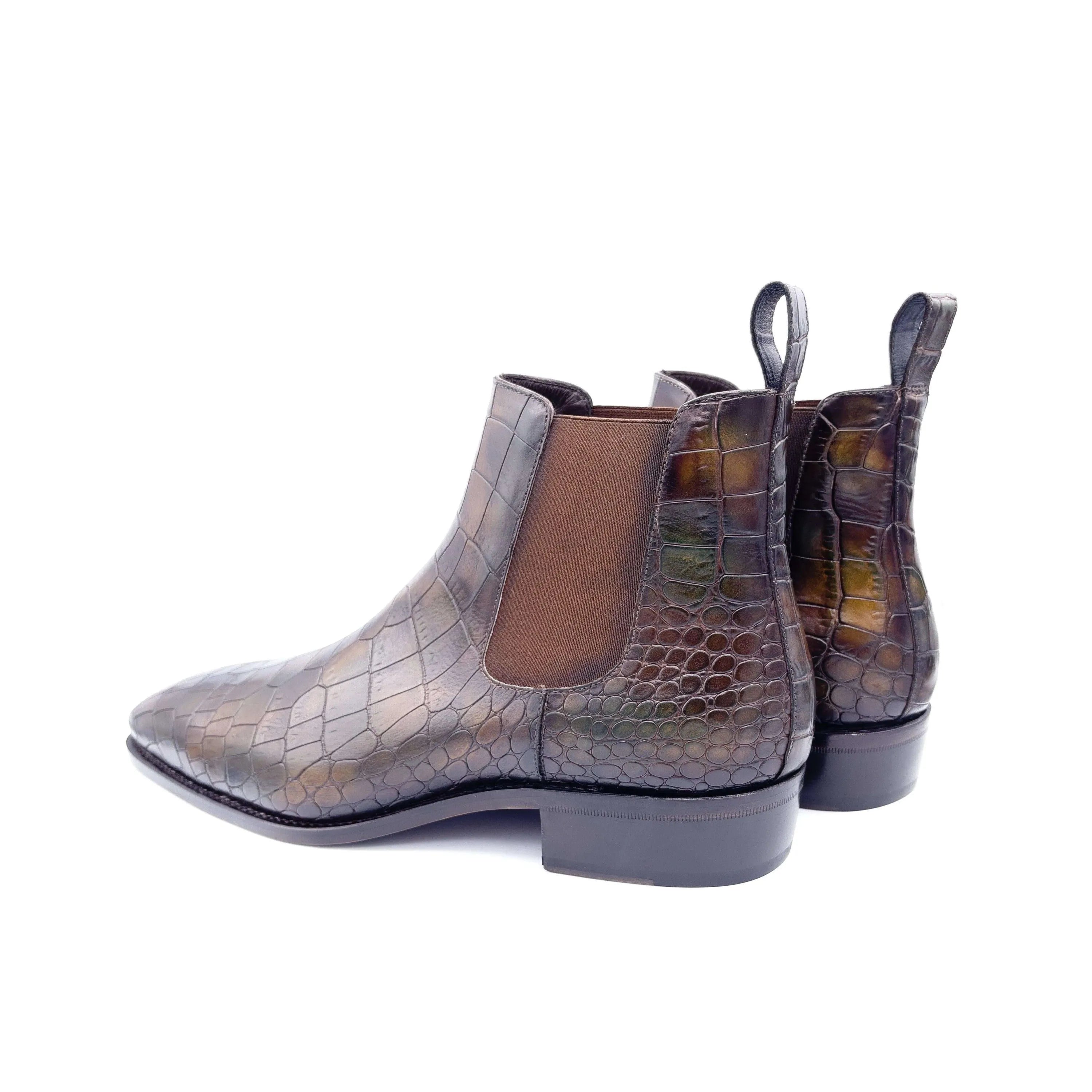 Cairo Patina Chelsea boots II in brown leather with chisel toe