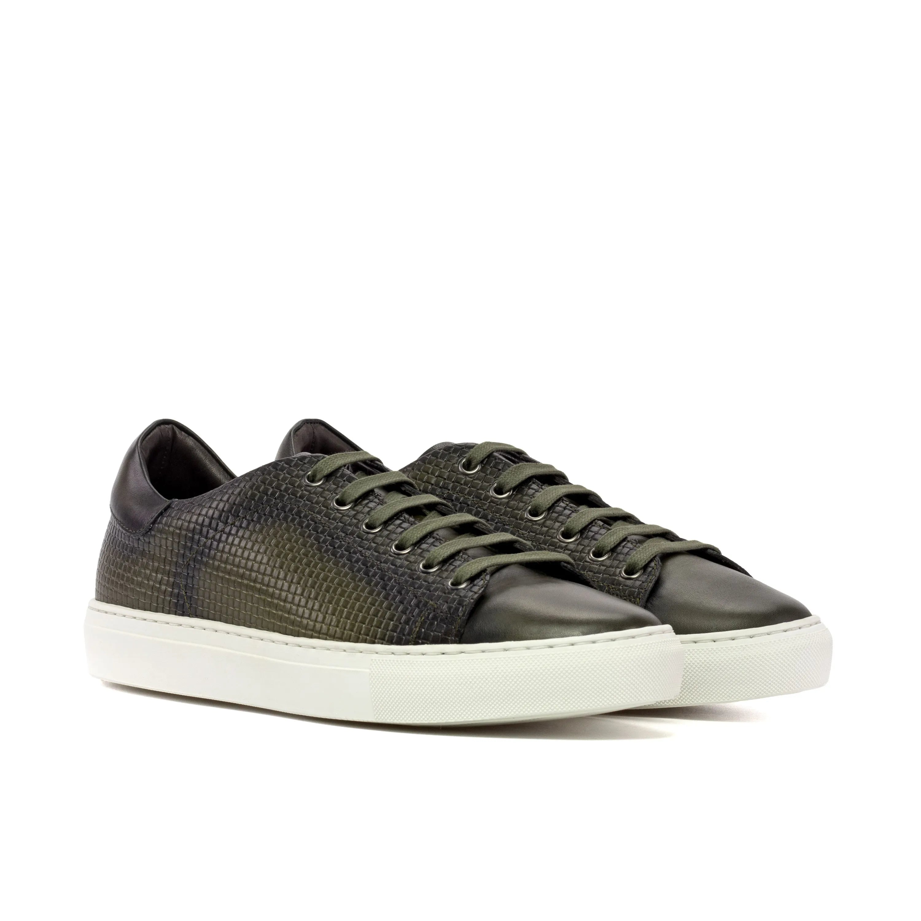 Olive green leather CapaThree trainer sneaker