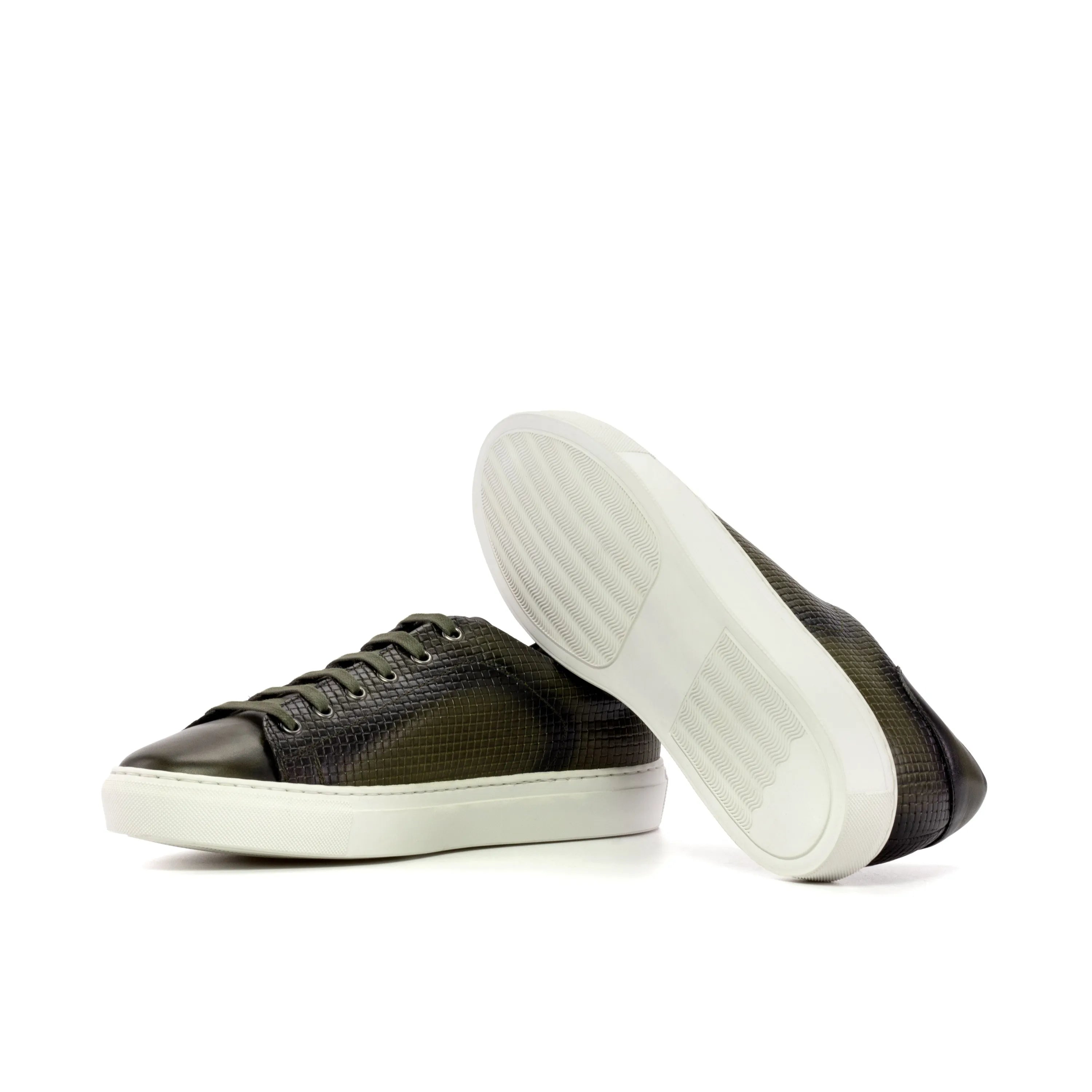 Pair of textured leather CapaThree trainer sneakers
