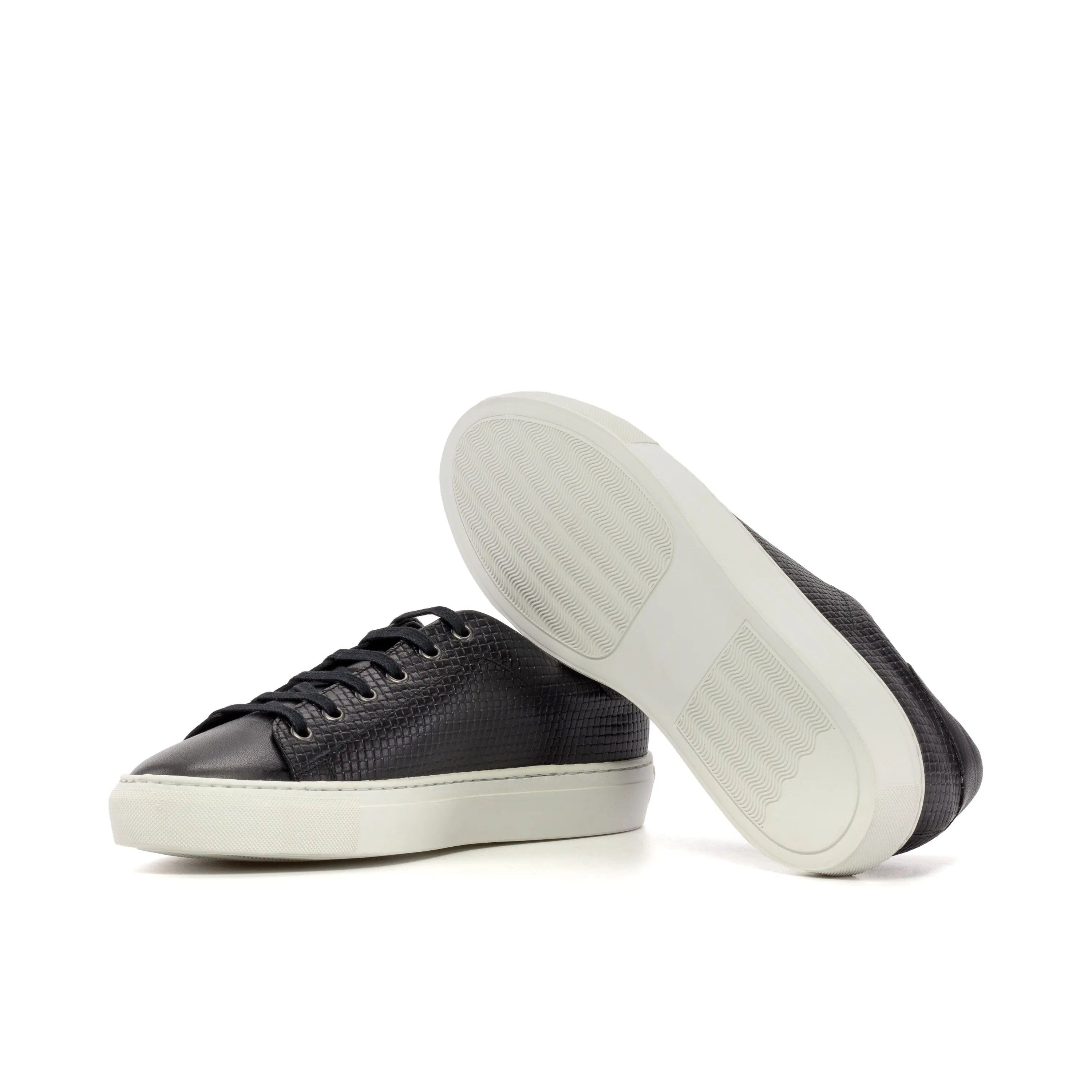 Black CapaTwo Trainer Sneaker with leather upper and white soles