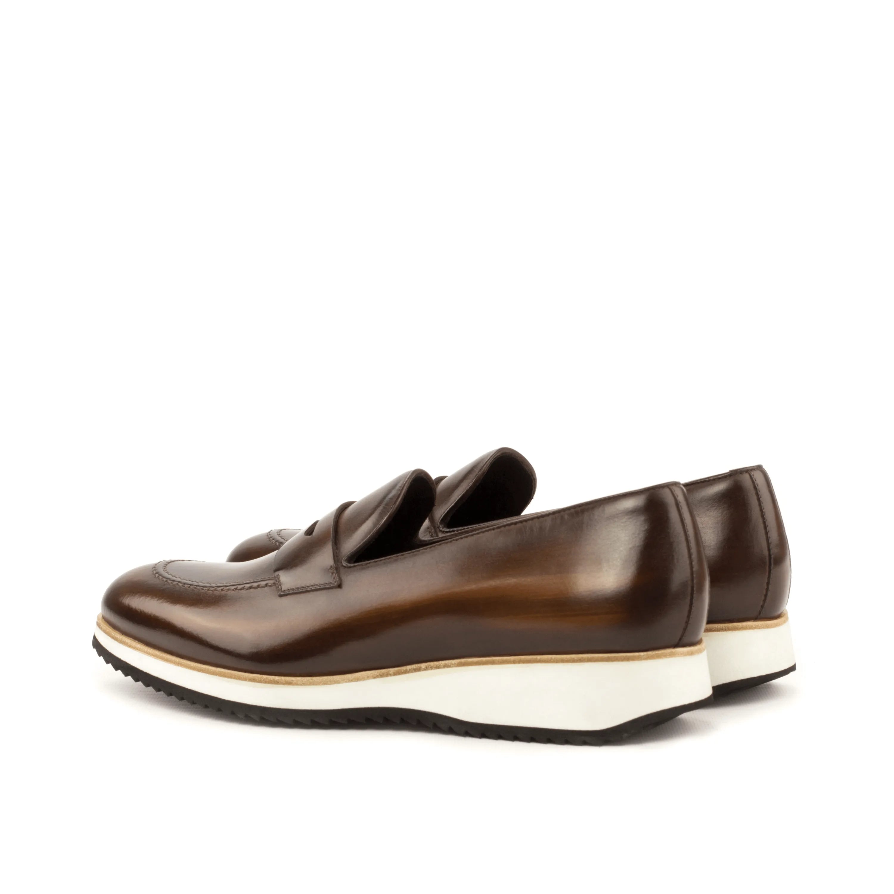 Cato Patina loafers in brown leather with white soles