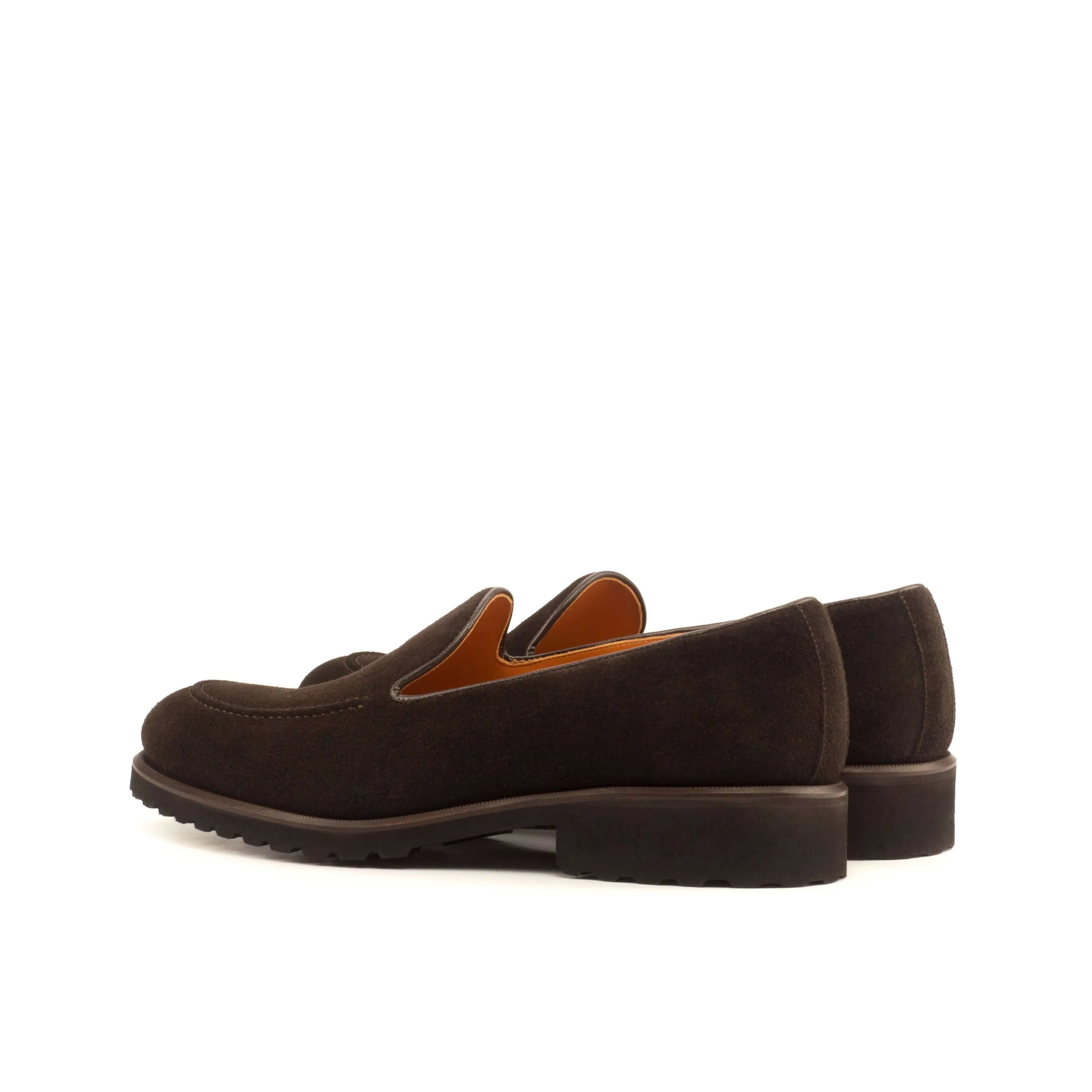 Dark brown Chahta Loafers, luxury bespoke suede shoes for men