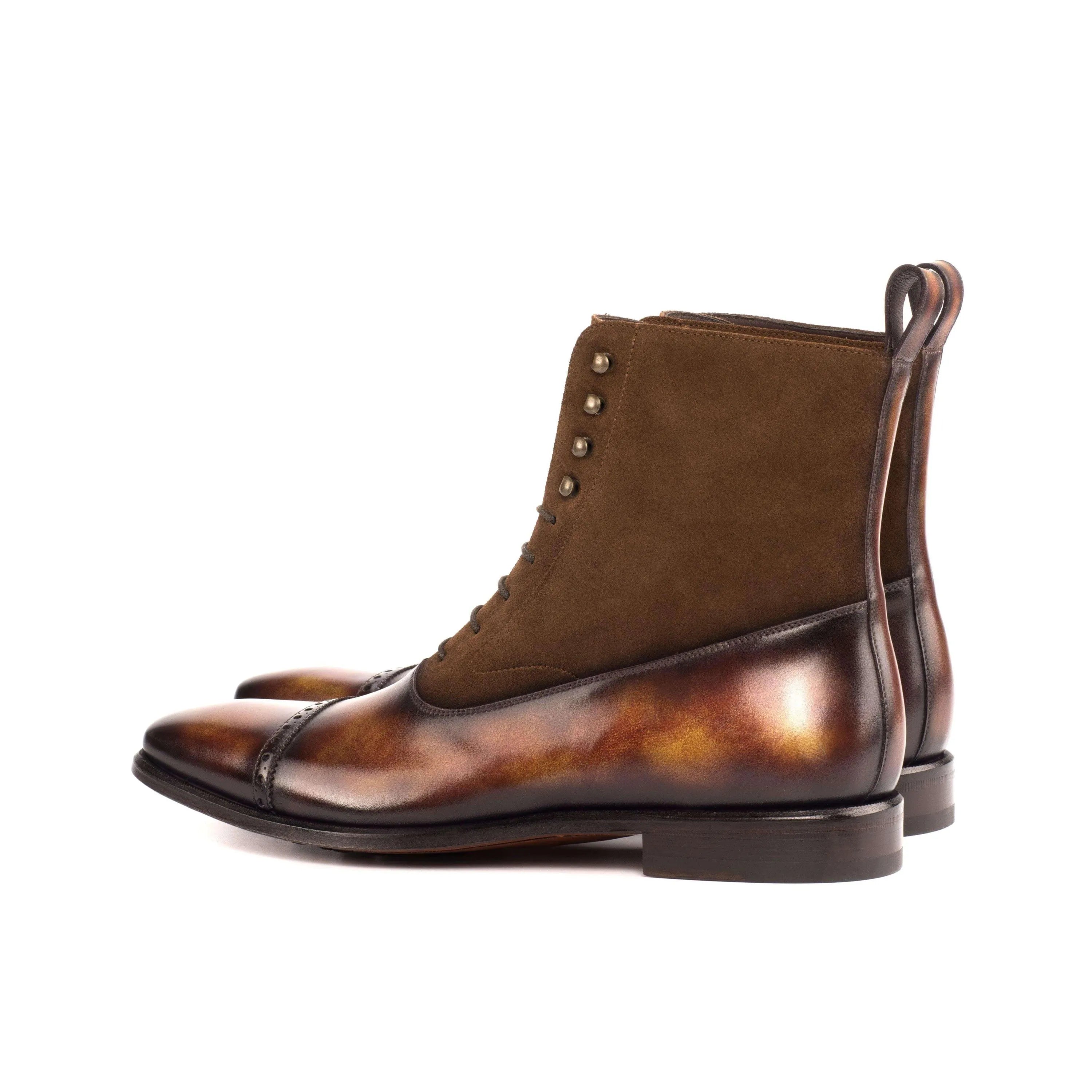 Chavez Patina Balmoral boots in brown leather and suede