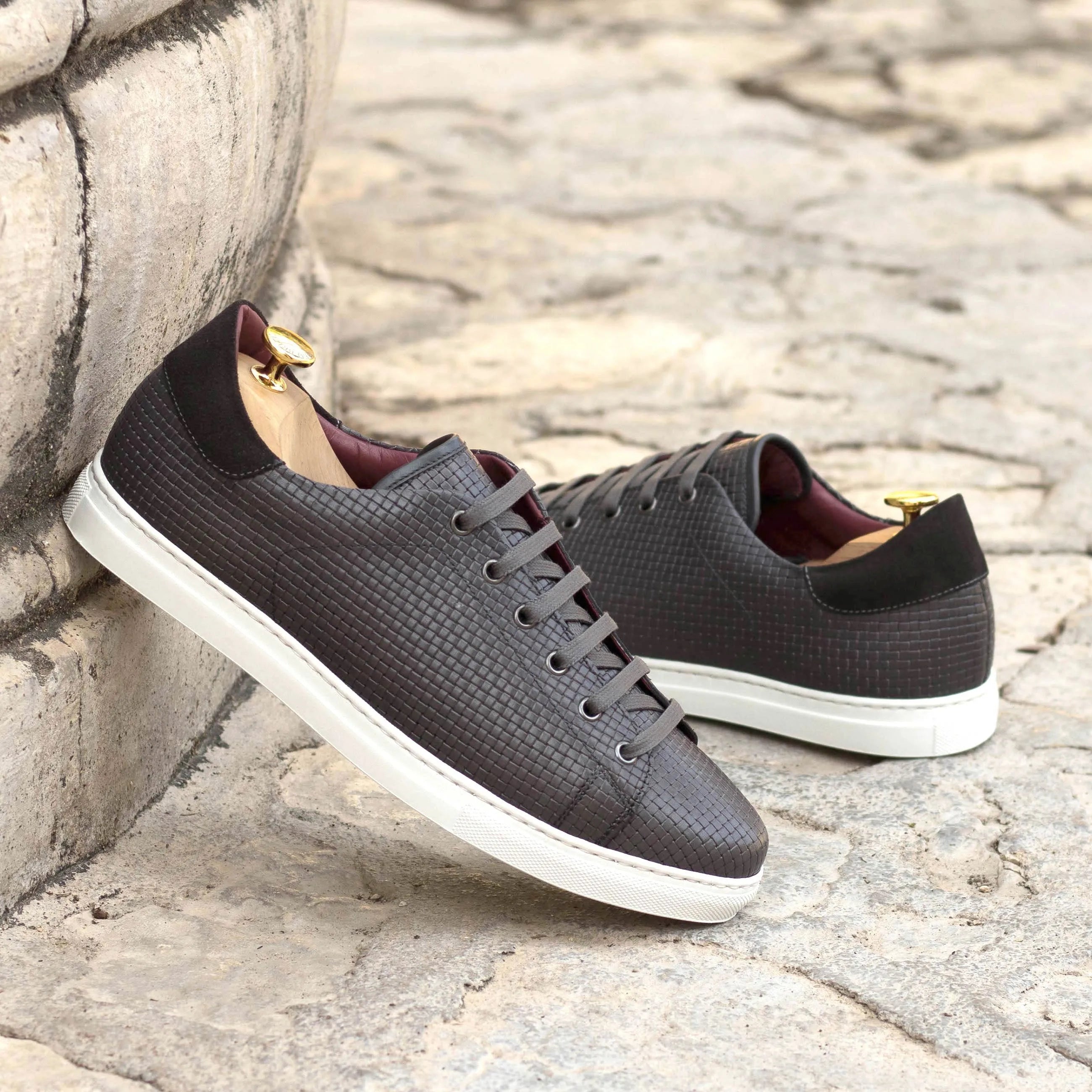 Gray textured leather Chehade Trainer Sneaker II