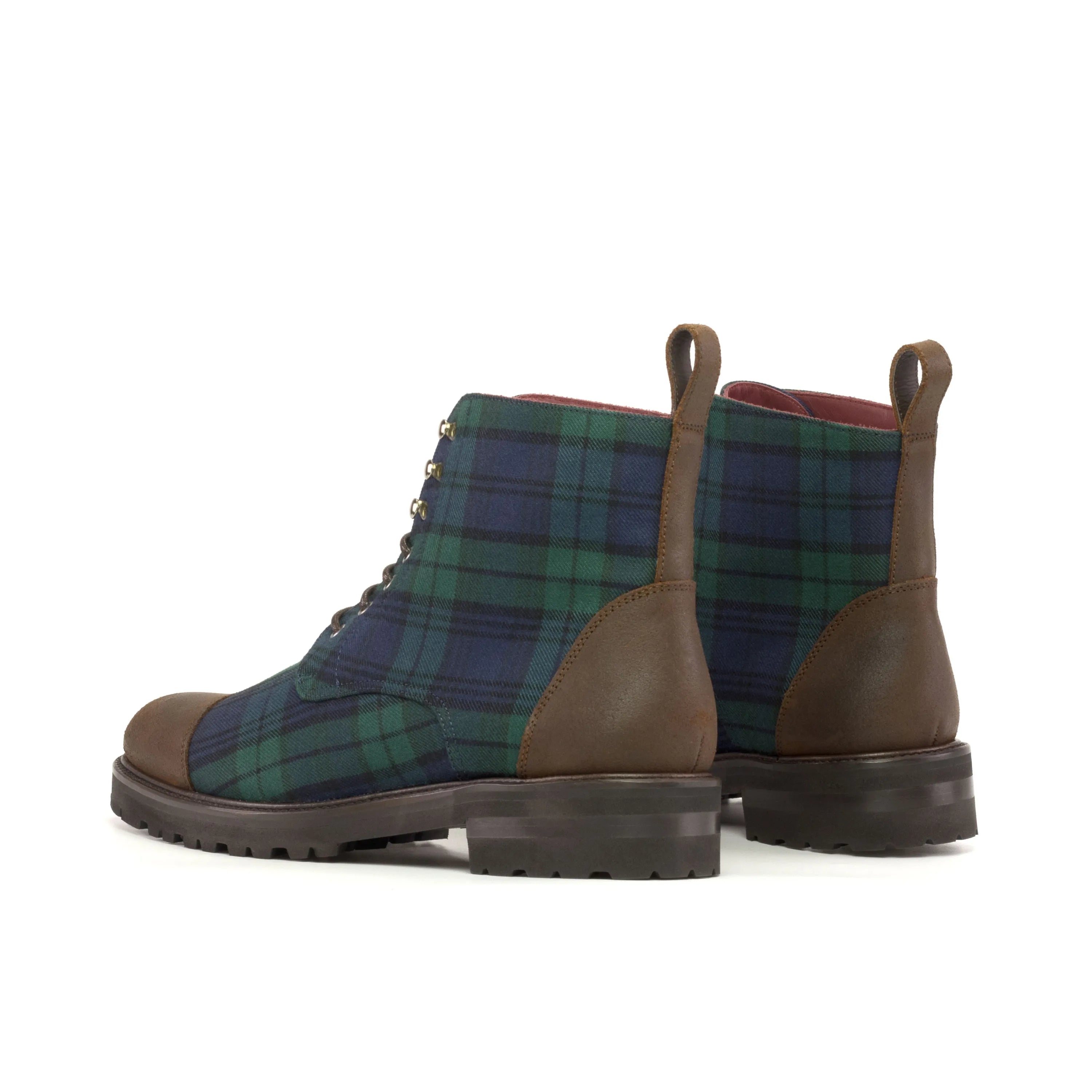 Dano ladies captoe boots II in plaid and leather ankle style