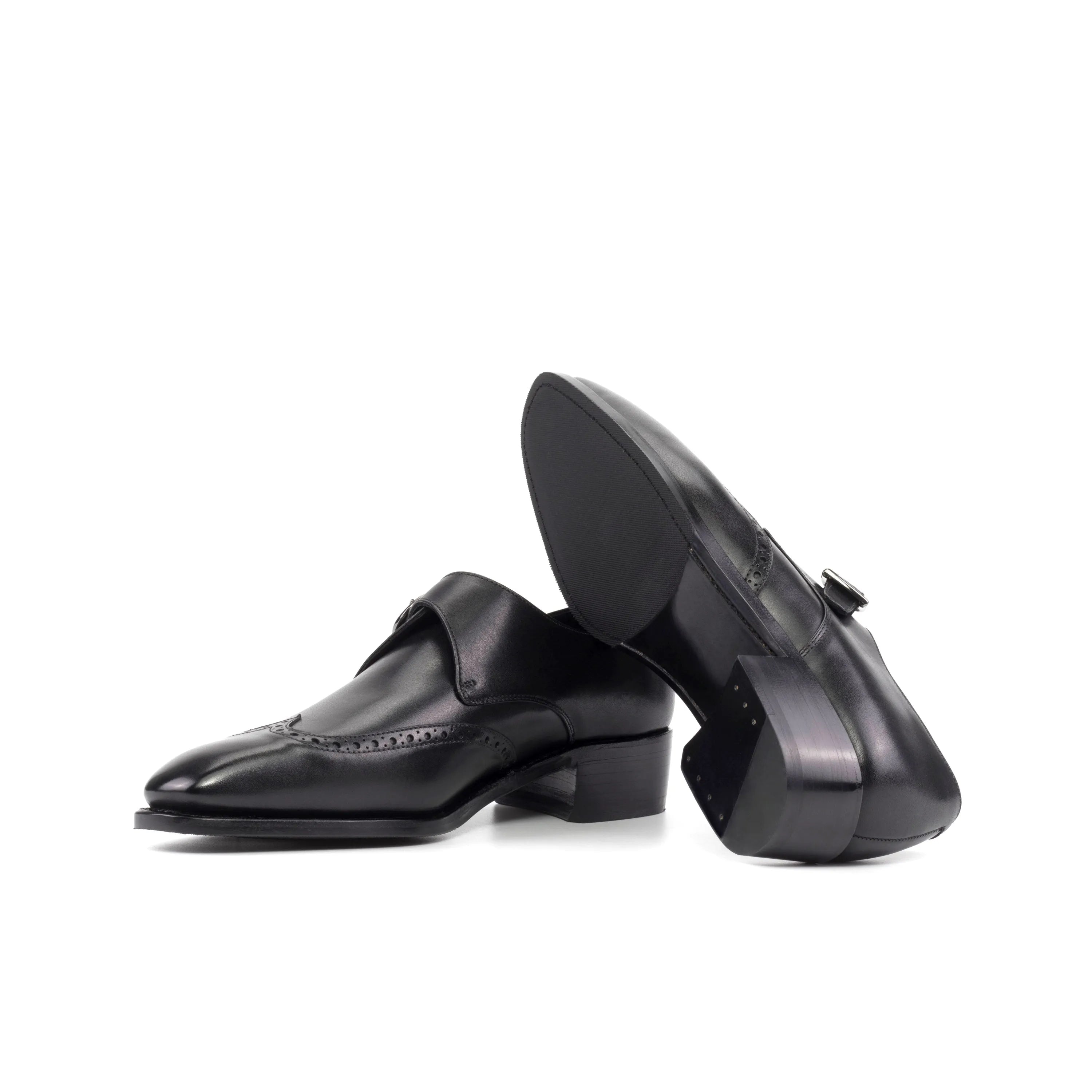 Deluca Single Monk black leather pair of shoes, fast lane delivery in 2-3 business days