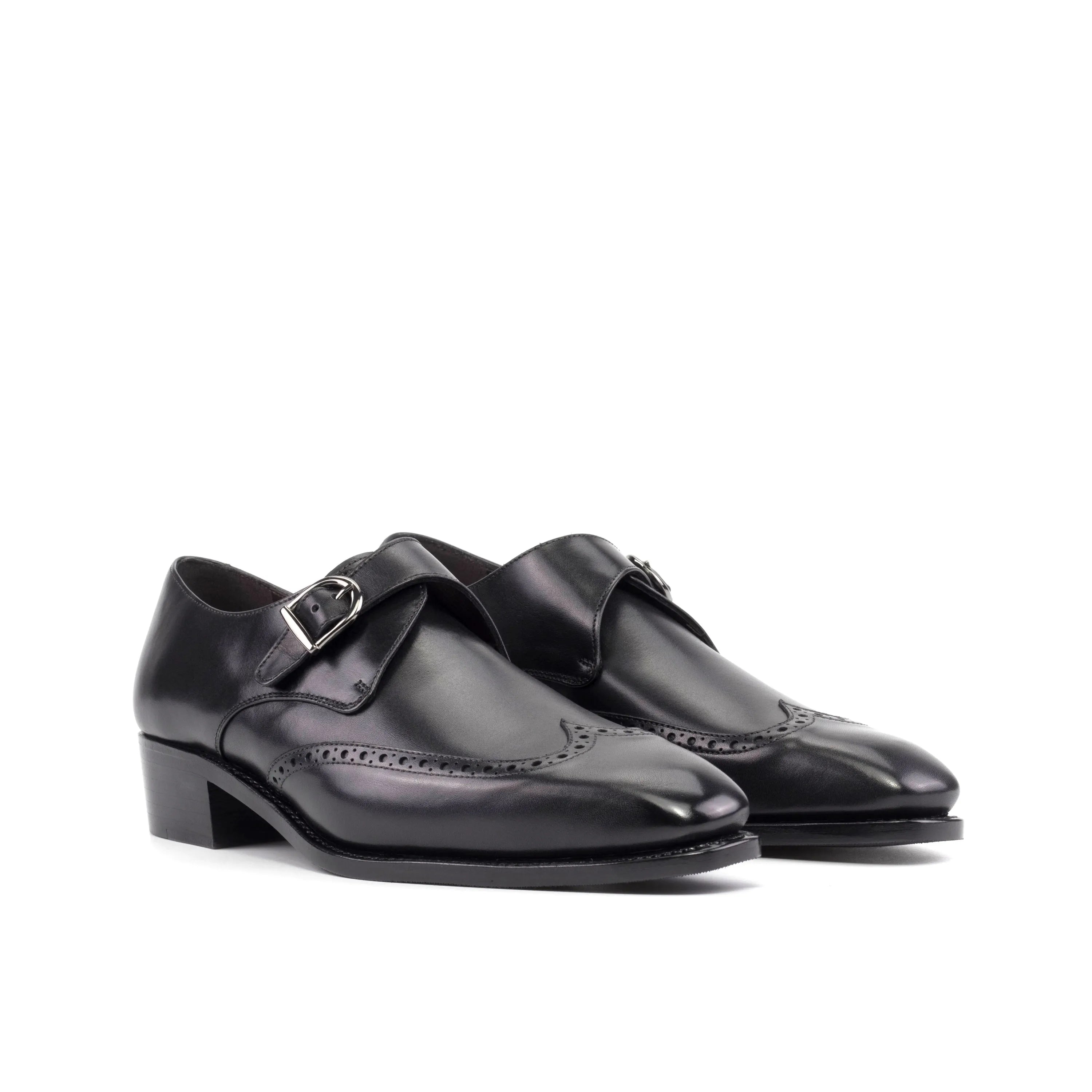 Deluca Single Monk pair of black leather shoes, fast lane delivery in 3-5 business days