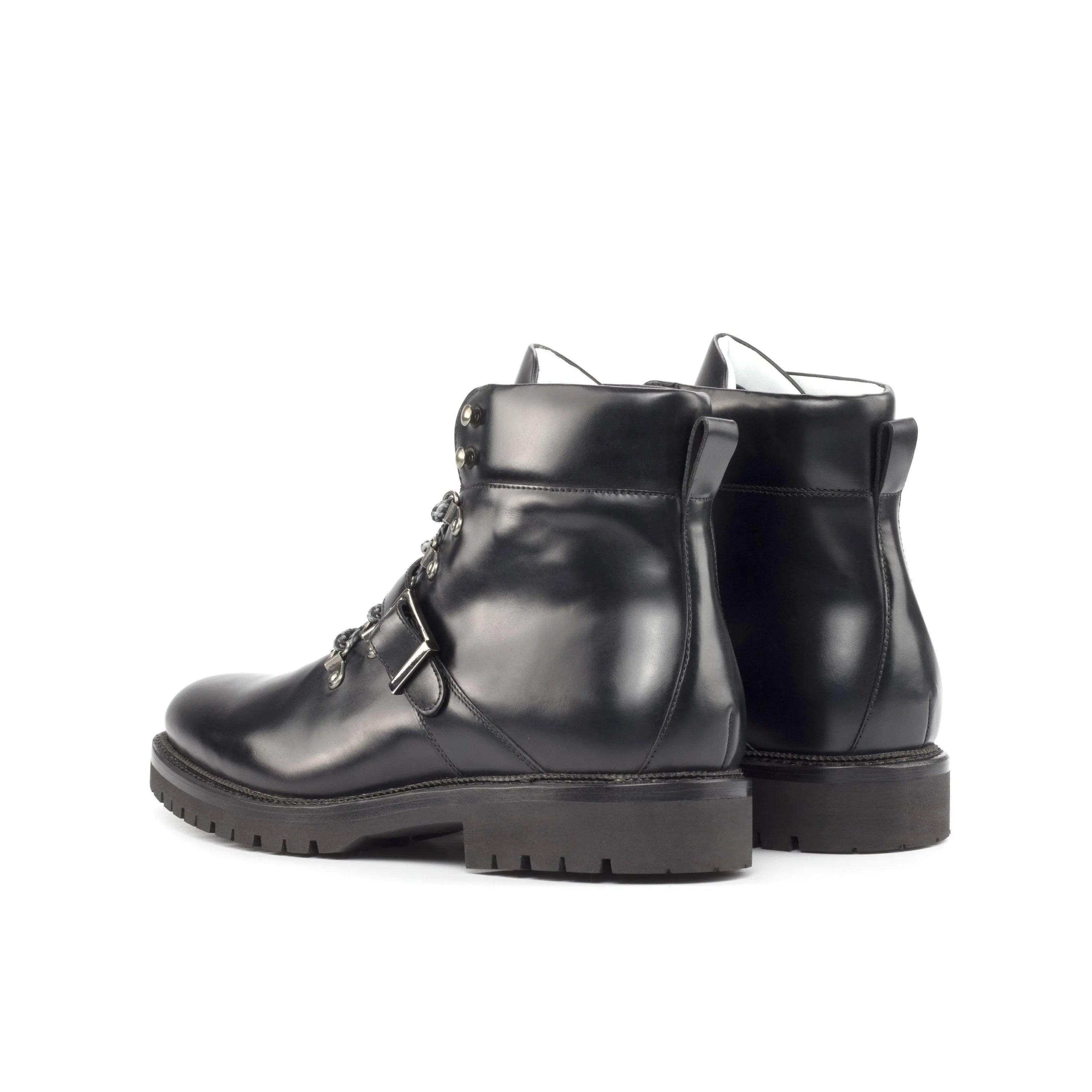Black Denali hiking boots in black leather ankle style