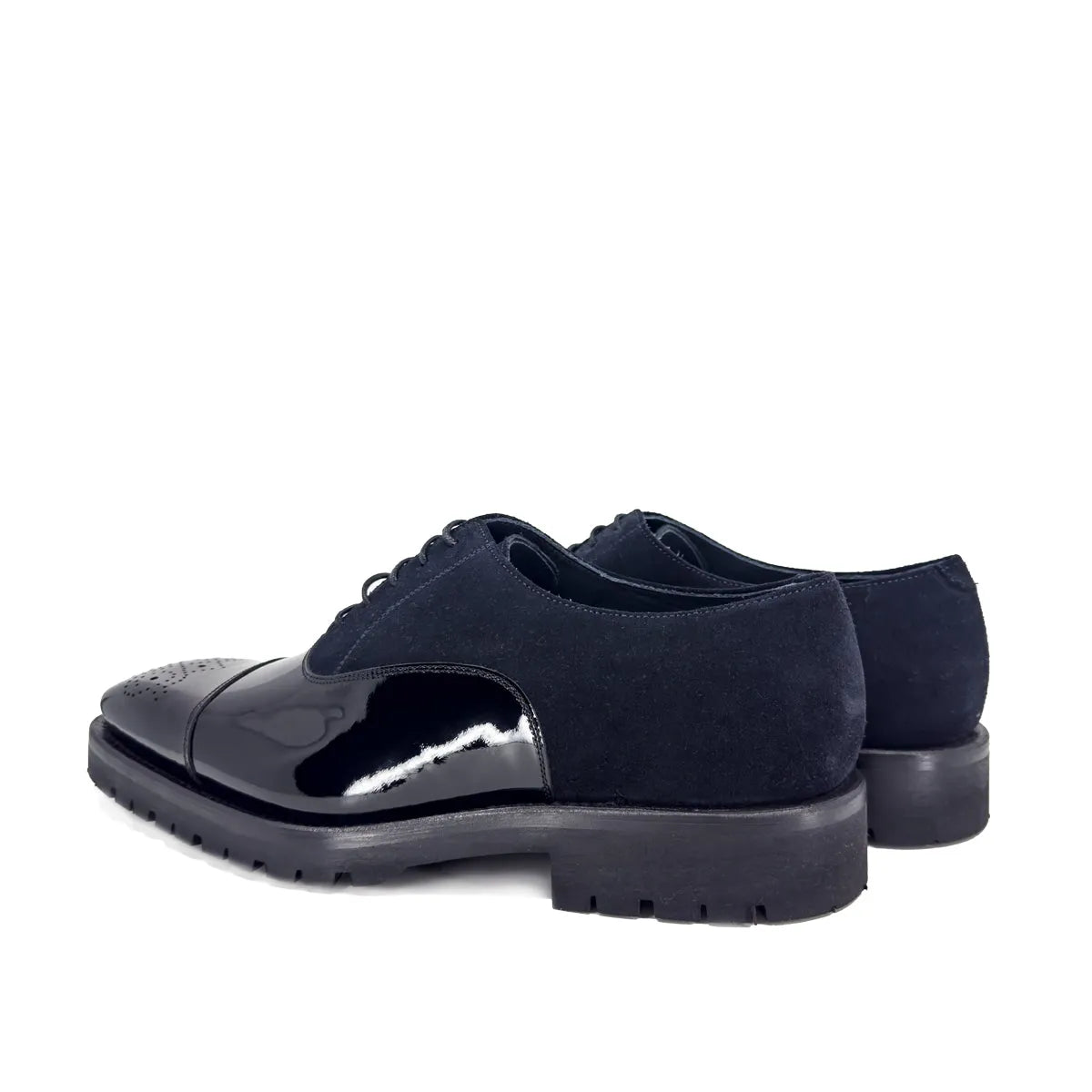 Denver Oxford shoes in black patent leather and suede