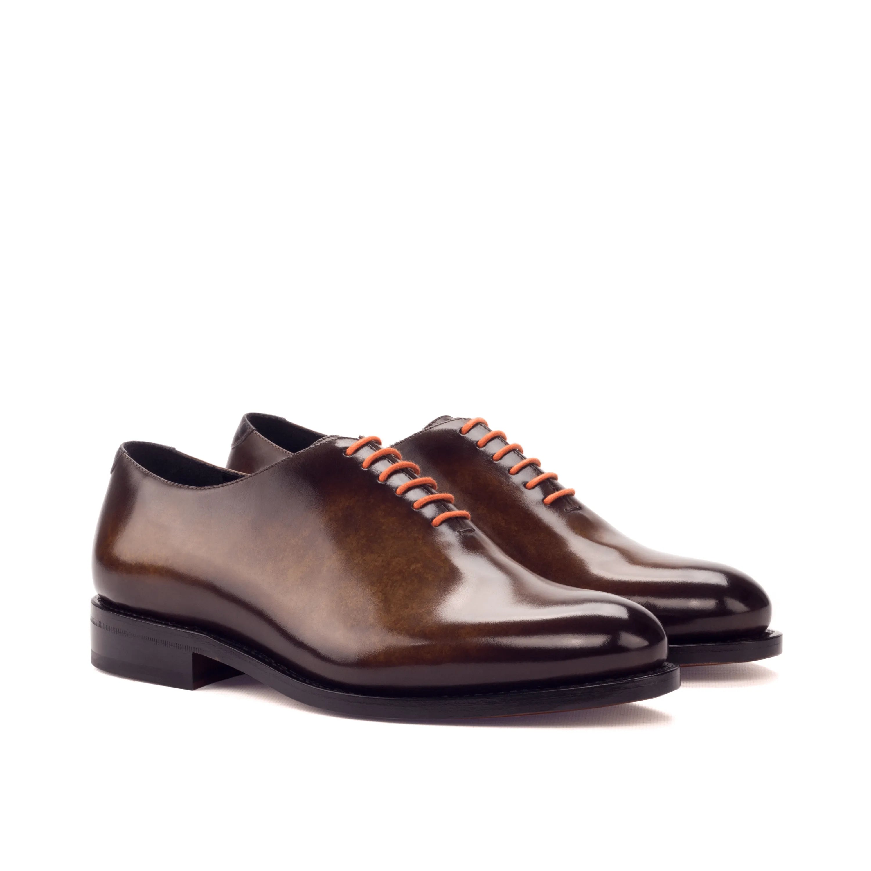 Dillinger whole cut patina brown leather dress shoes for men