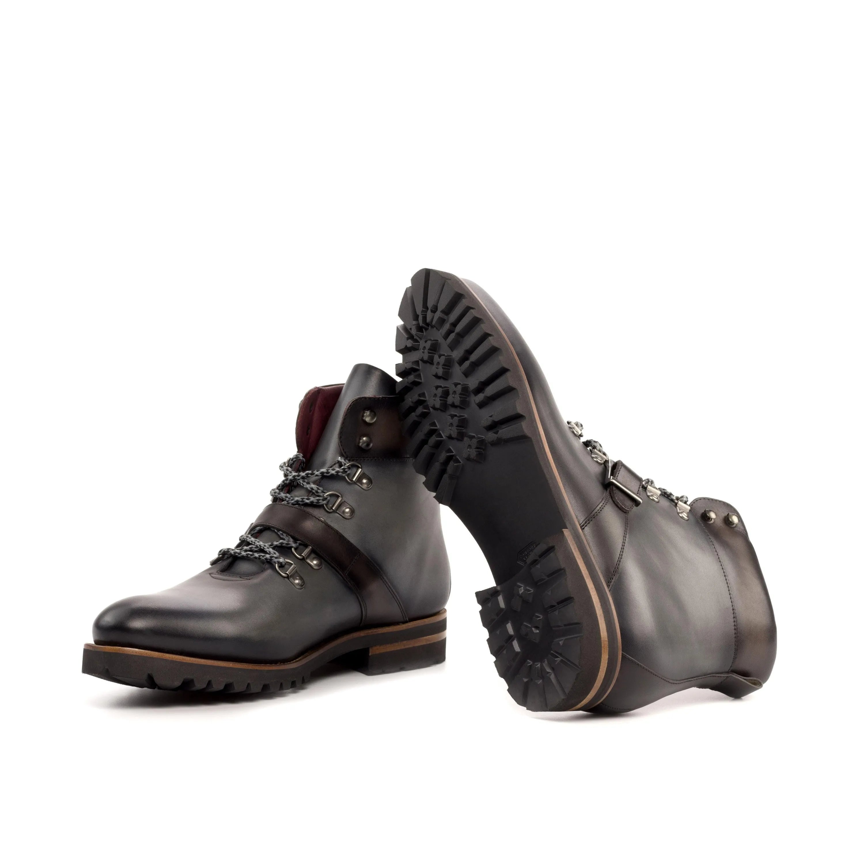 Pair of gray leather Dima hiking boots