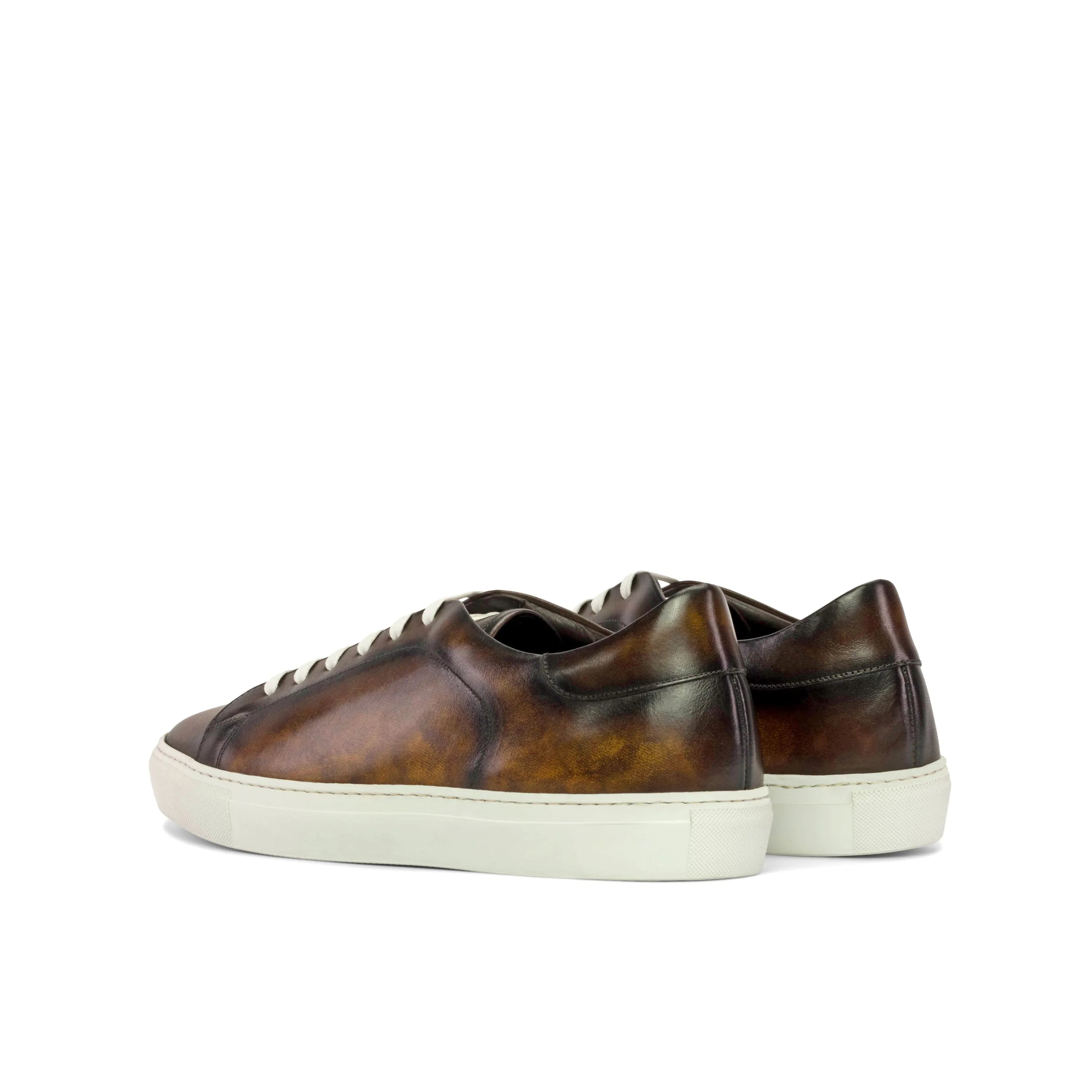 Brown Dom Trainer Patina cupsole trainer sneakers with white soles