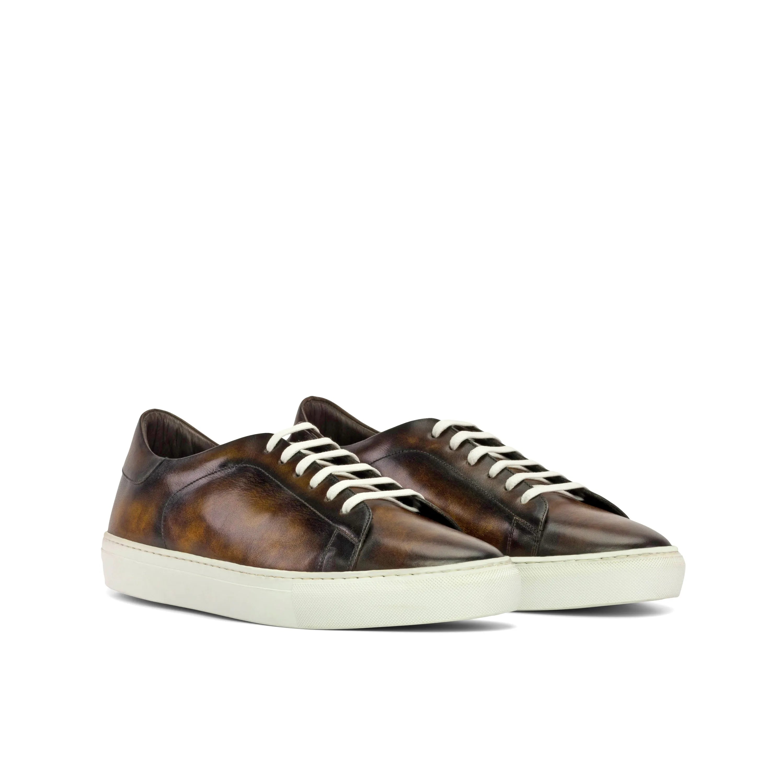 Brown Dom Trainer Patina cupsole trainer sneakers with white laces
