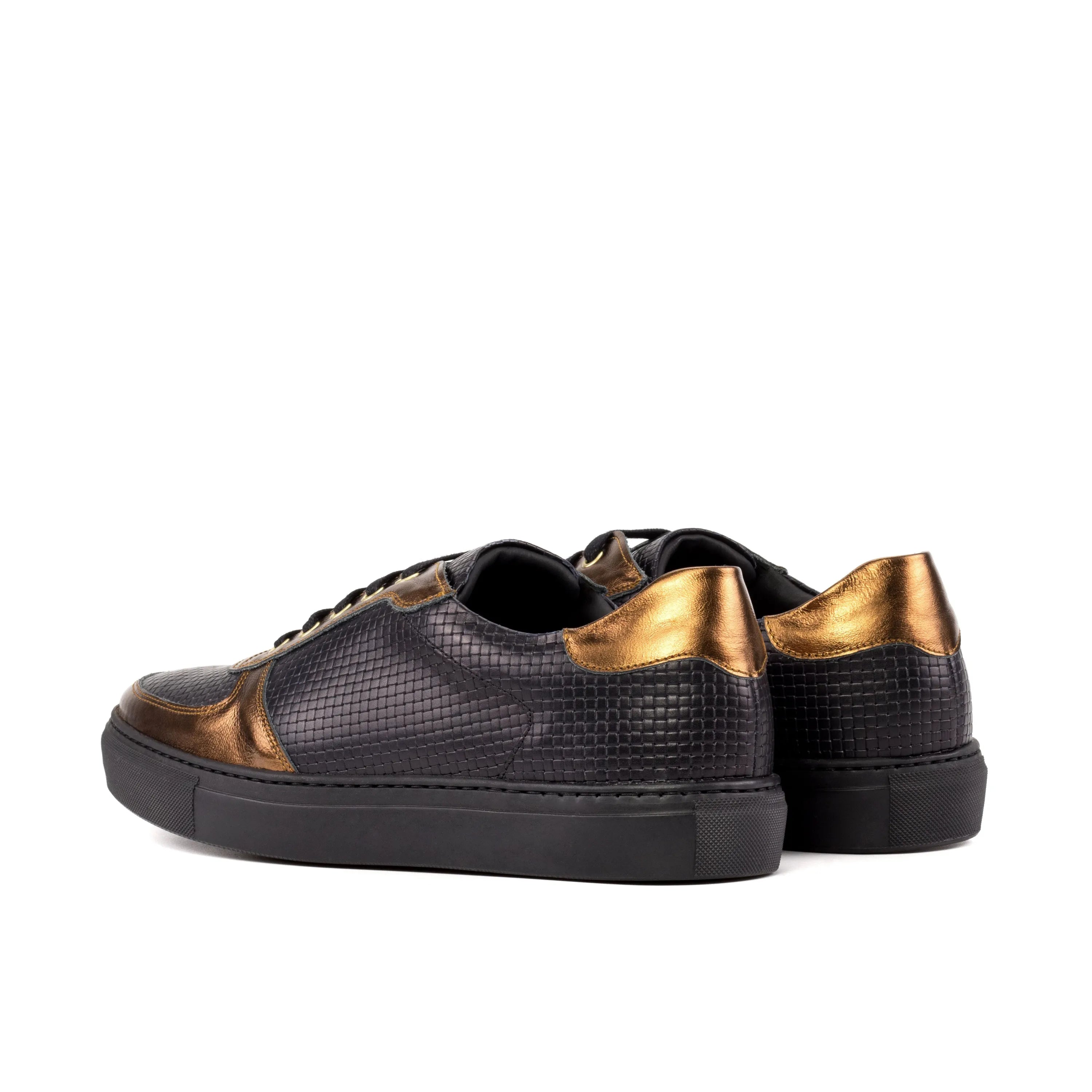 Empyr Low black and gold Italian leather chunky trainer sneaker