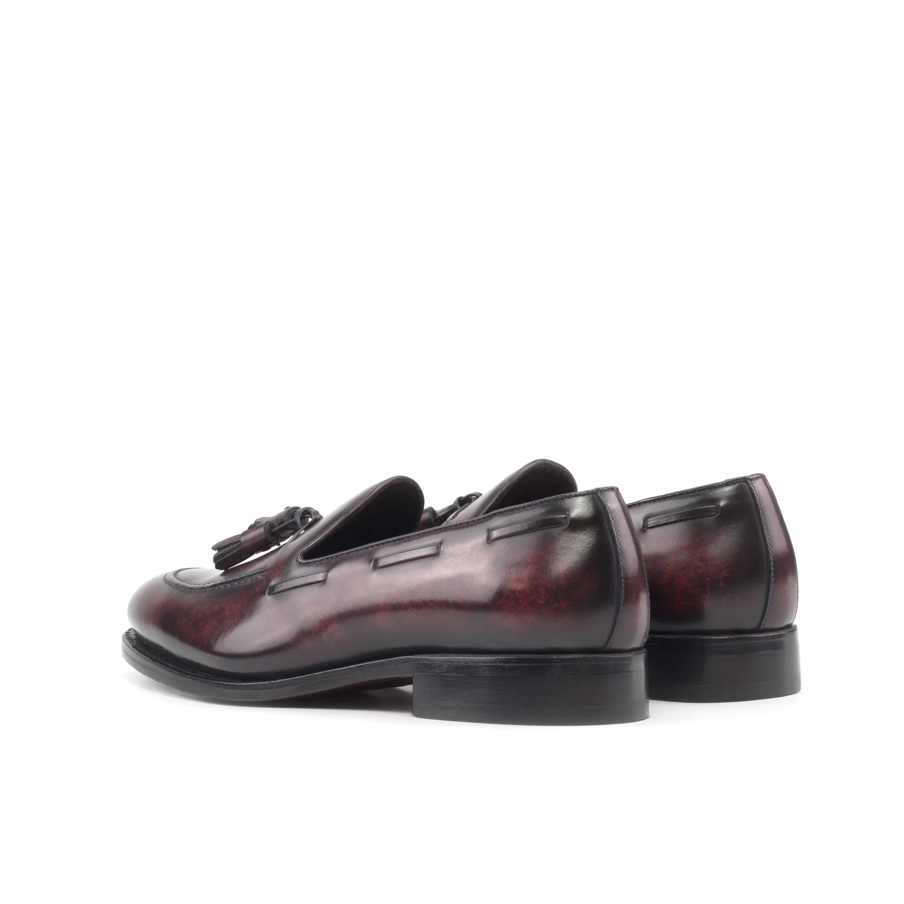 Burgundy leather tassel Enigma Patina Loafers