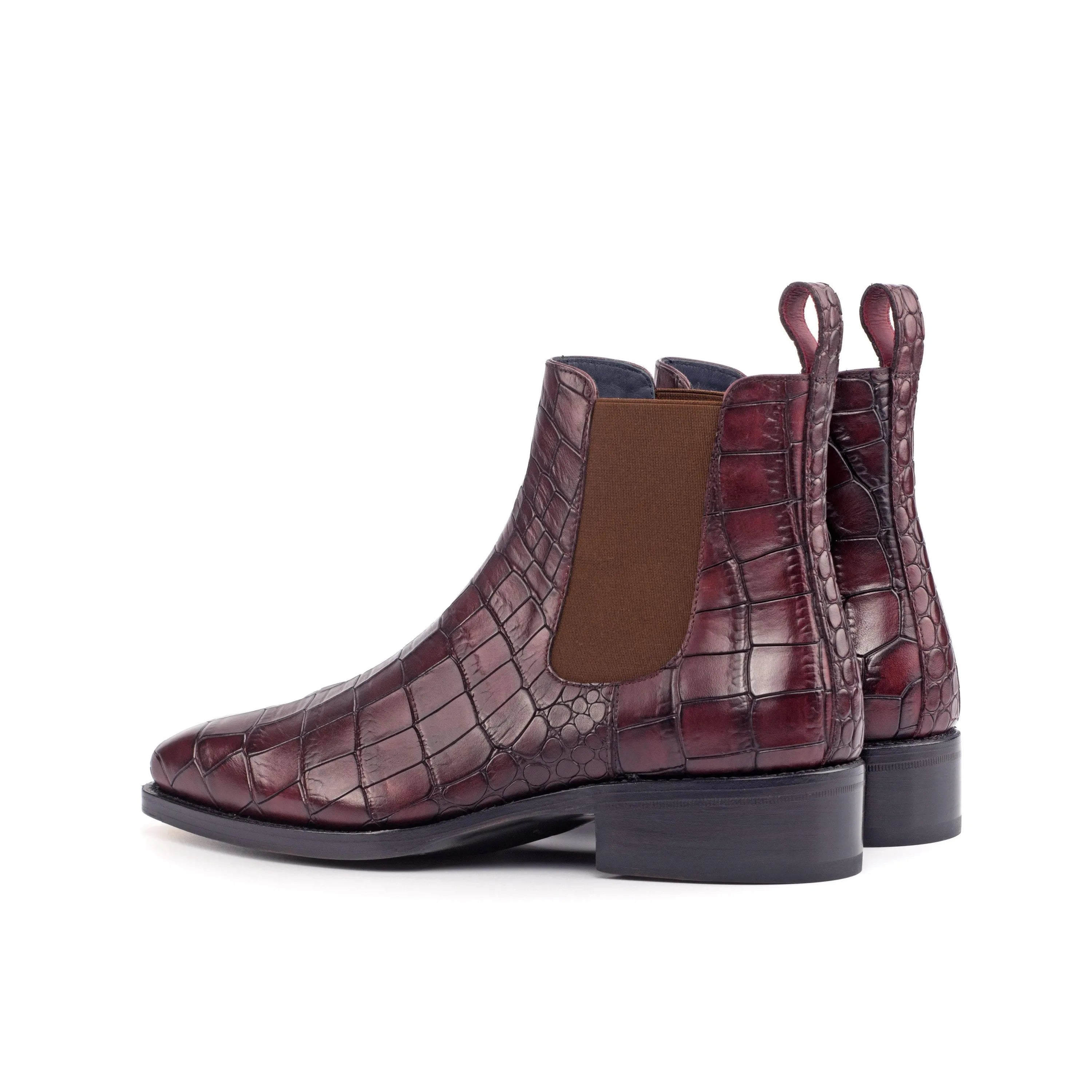 Burgundy crocodile-patterned Fabino Chelsea Boots II