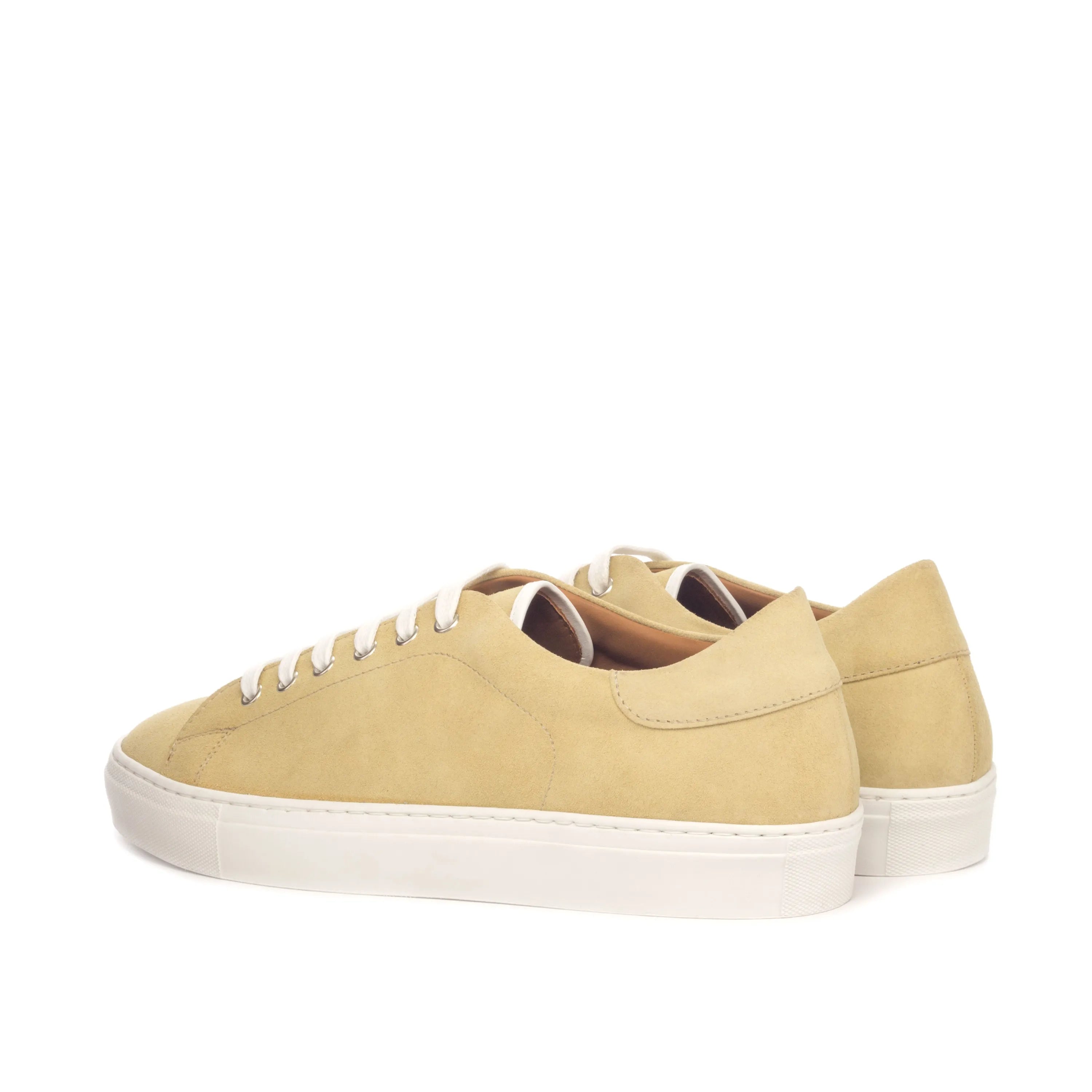 Fan trainer sneakers in beige leather with white cupsole soles
